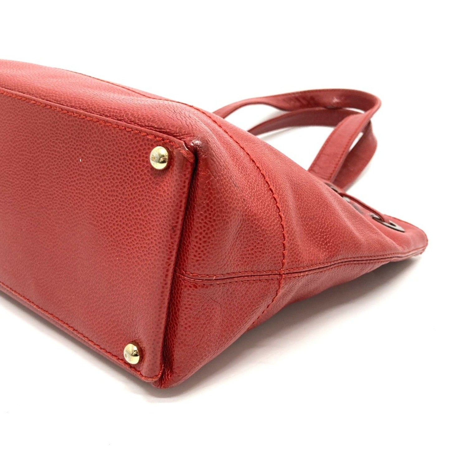 Chanel Red Caviar Leather Tote Bag