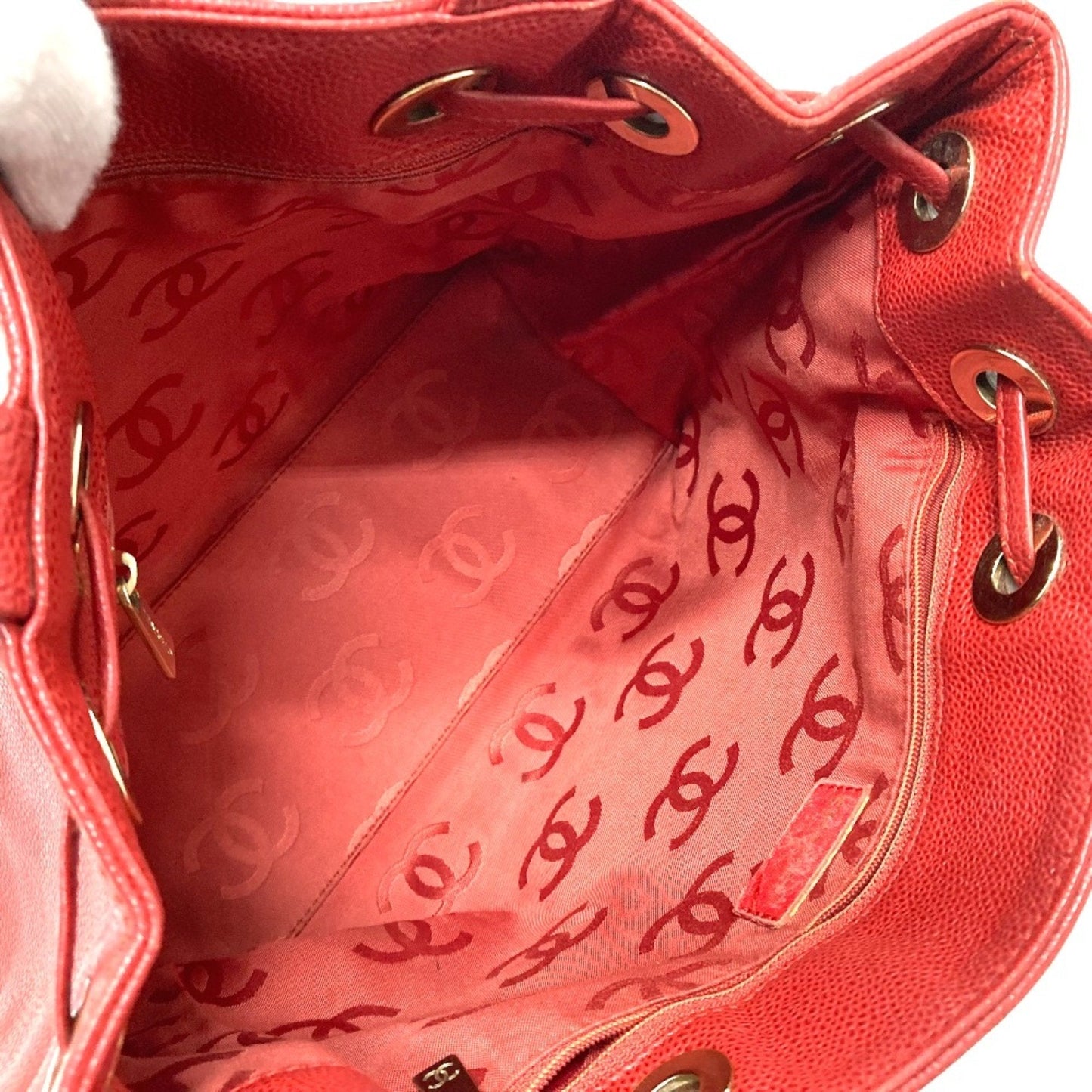 Chanel Red Caviar Leather Tote Bag