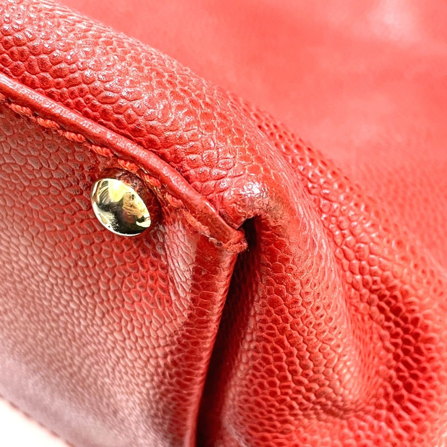 Chanel Red Caviar Leather Tote Bag