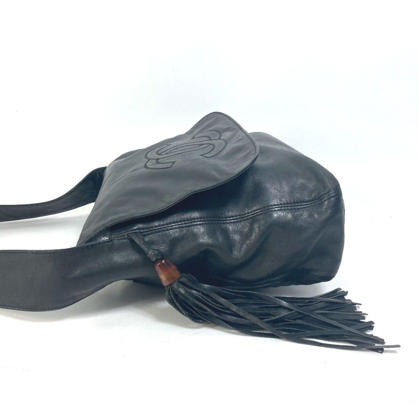 Chanel Vintage Leather Shoulder Bag Fringe Detail