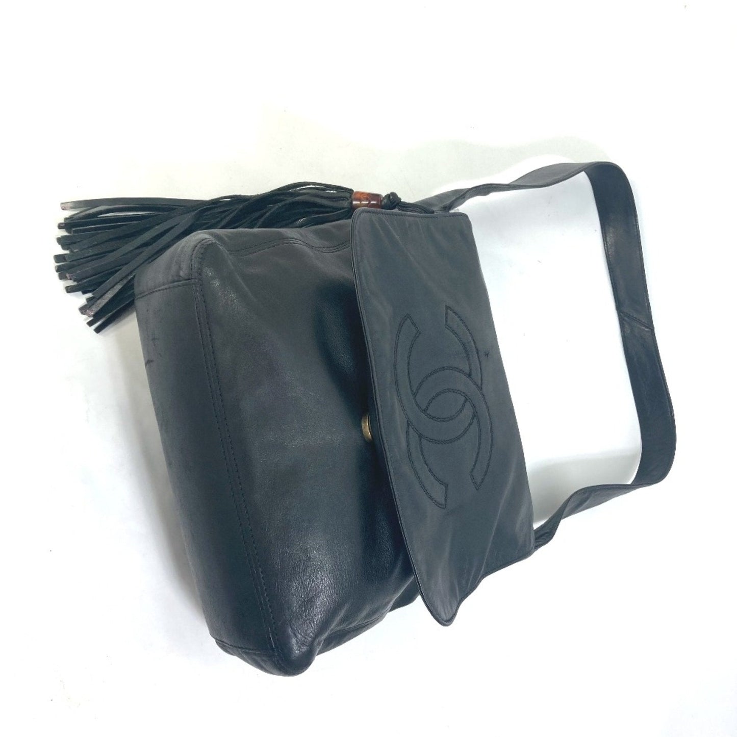 Chanel Vintage Leather Shoulder Bag Fringe Detail