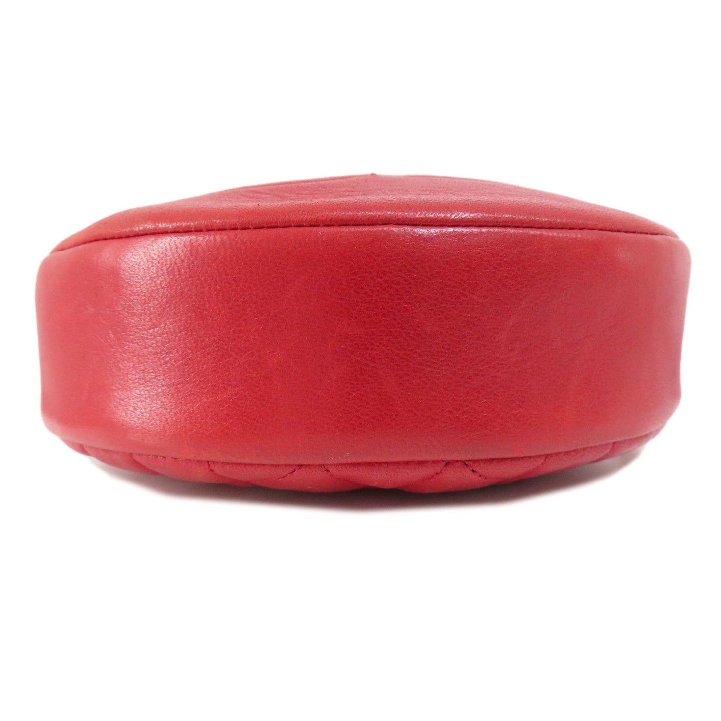 Chanel Round Shoulder Bag Red Leather