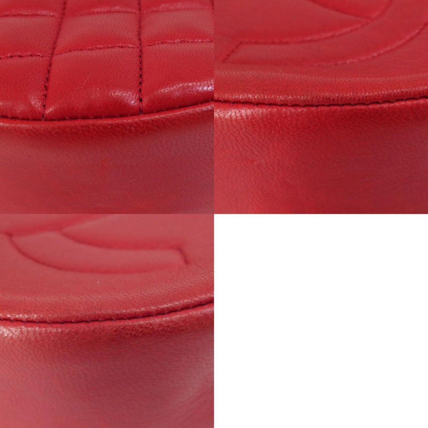 Chanel Round Shoulder Bag Red Leather