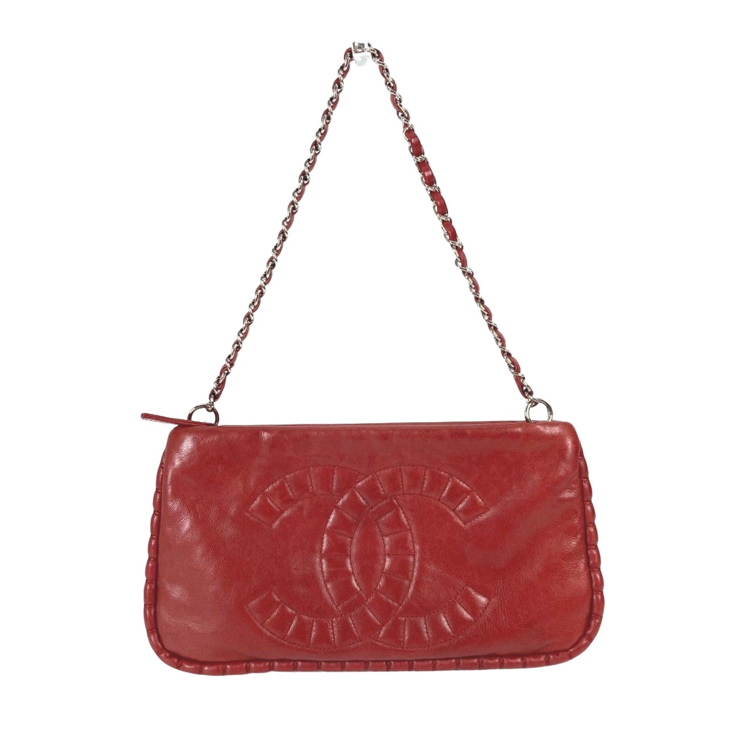 Chanel Classic Quilted Chain Bag  Red Leather