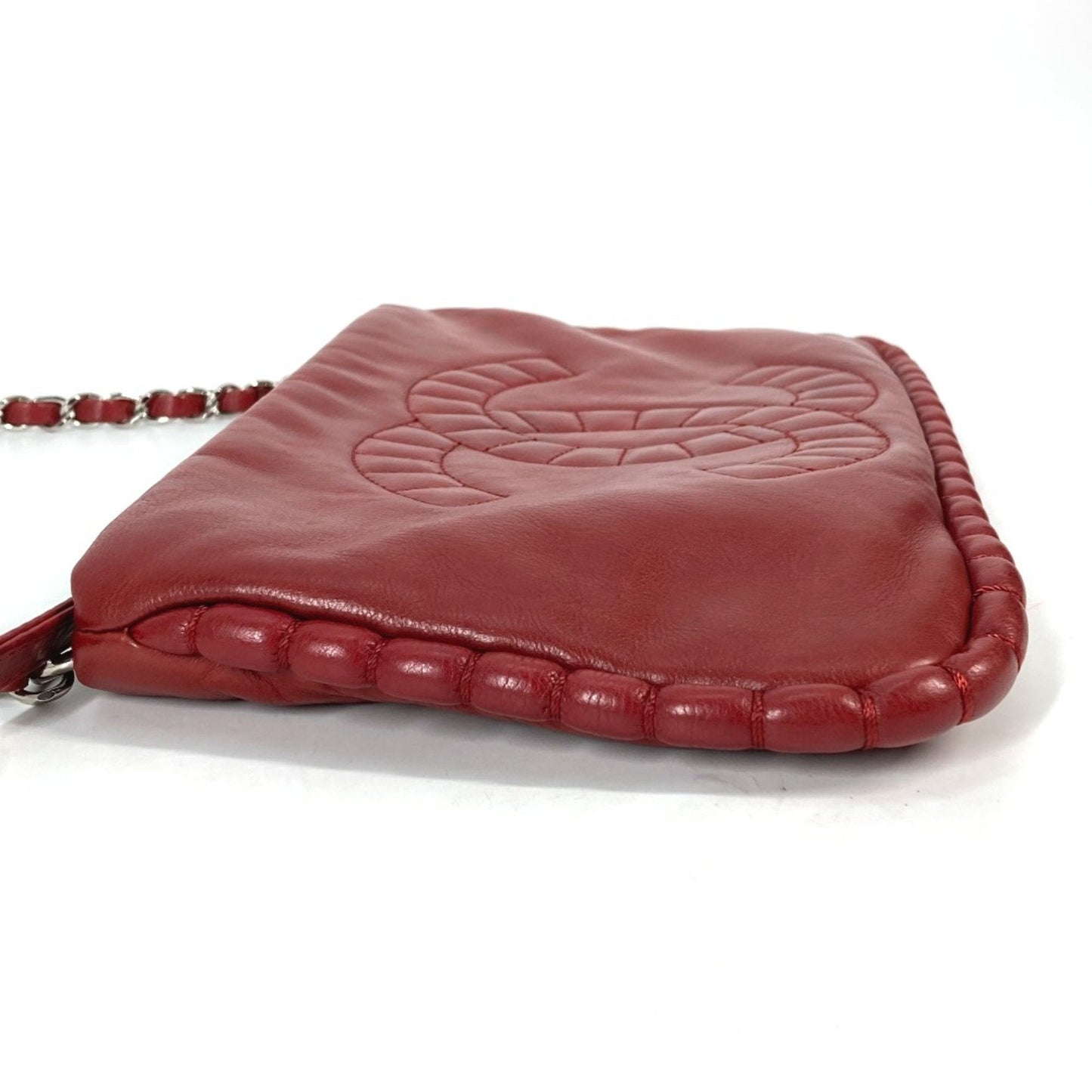 Chanel Classic Quilted Chain Bag  Red Leather