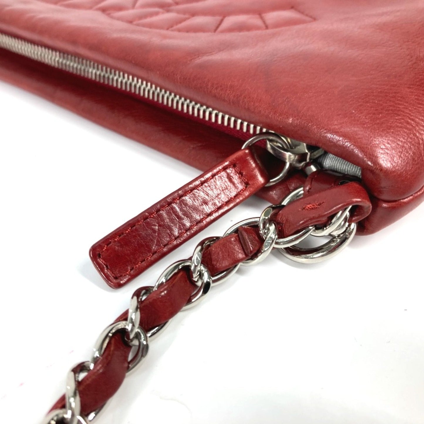 Chanel Classic Quilted Chain Bag  Red Leather