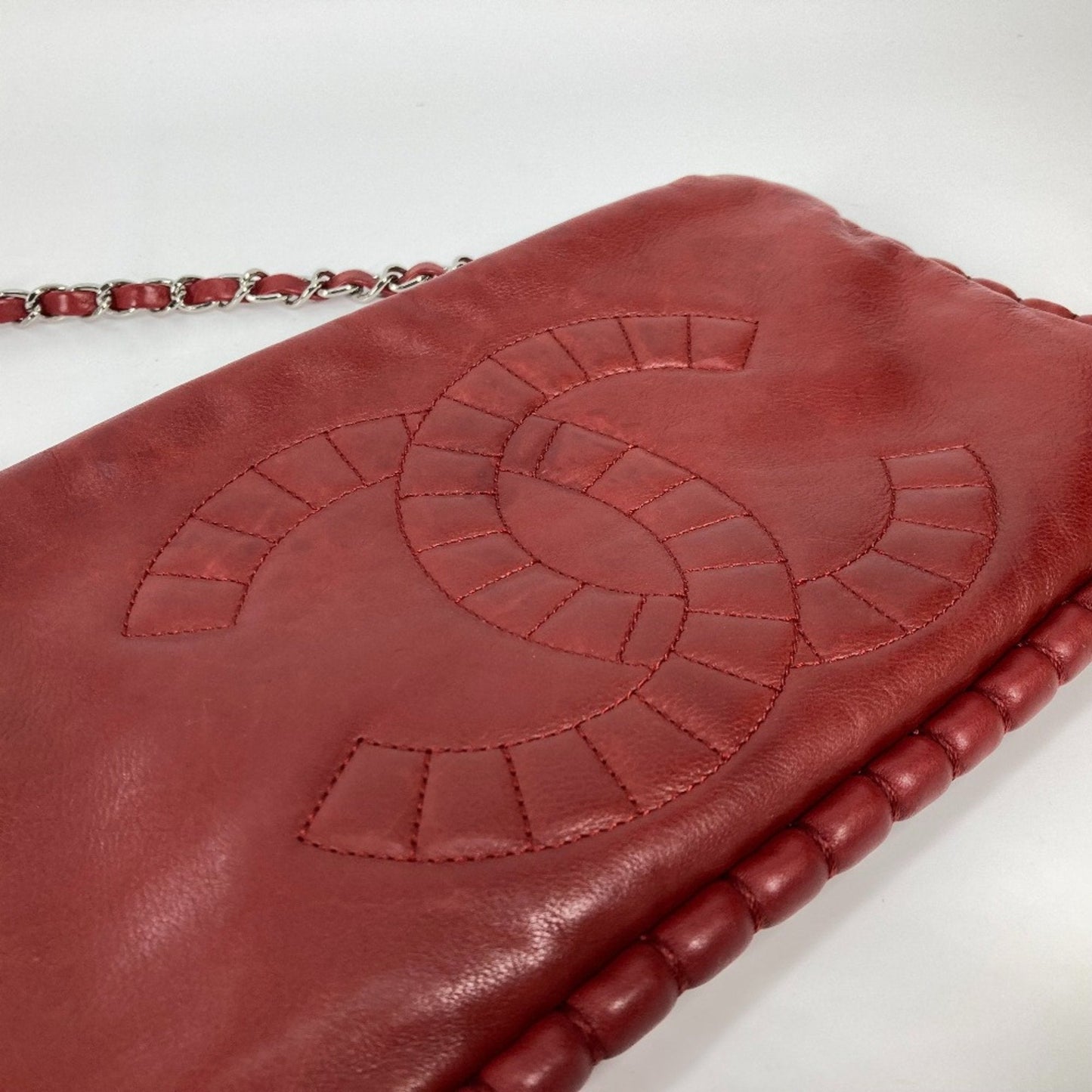 Chanel Classic Quilted Chain Bag  Red Leather