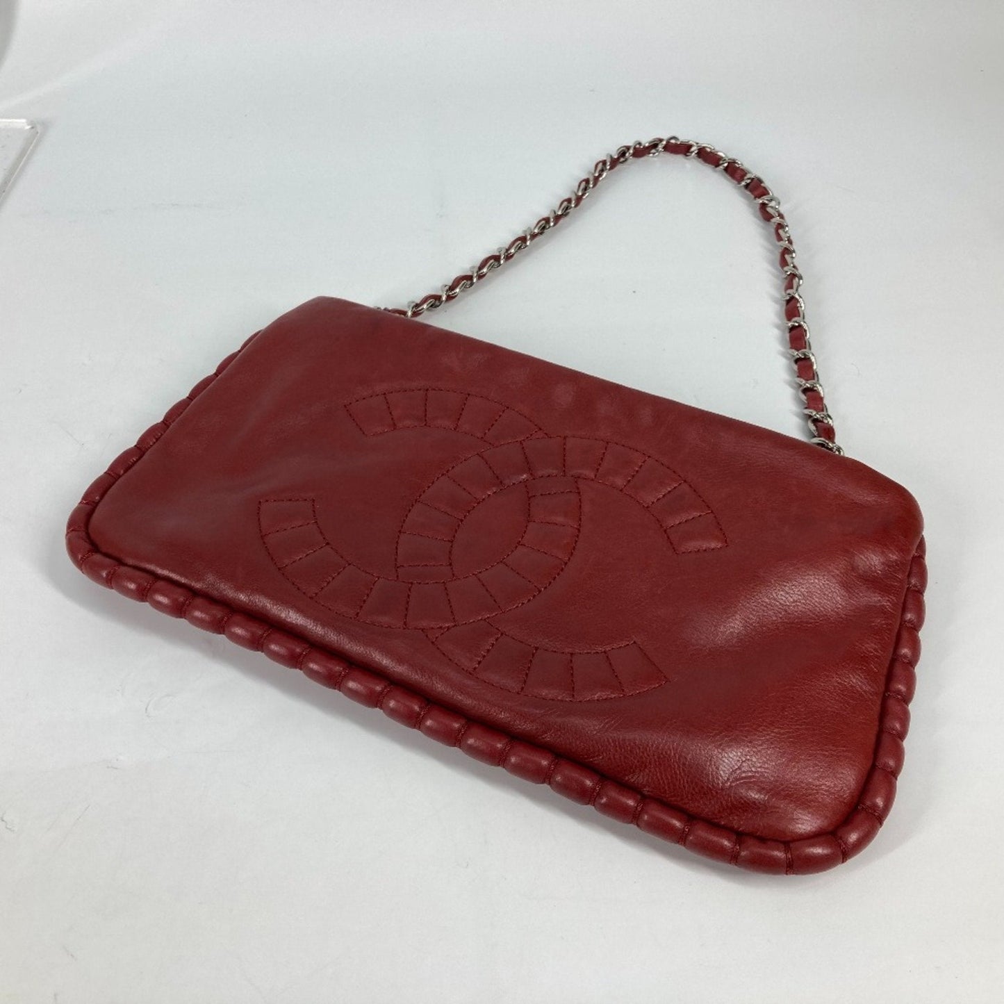 Chanel Classic Quilted Chain Bag  Red Leather
