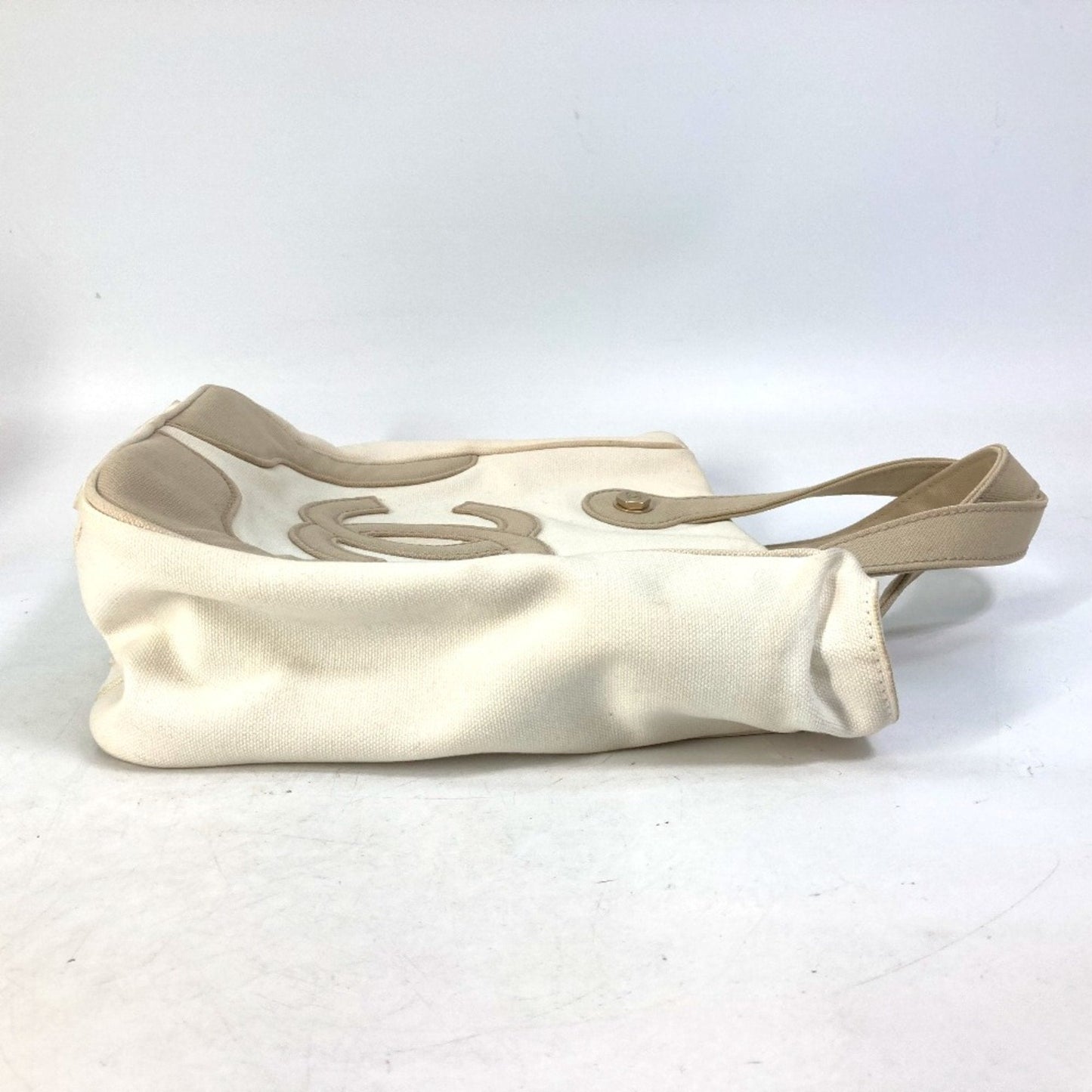 Chanel Canvas Tote Bag Beige and White