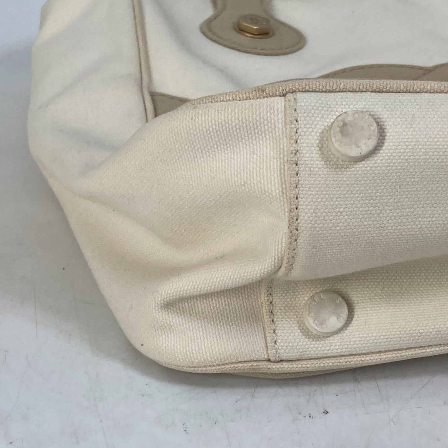 Chanel Canvas Tote Bag Beige and White