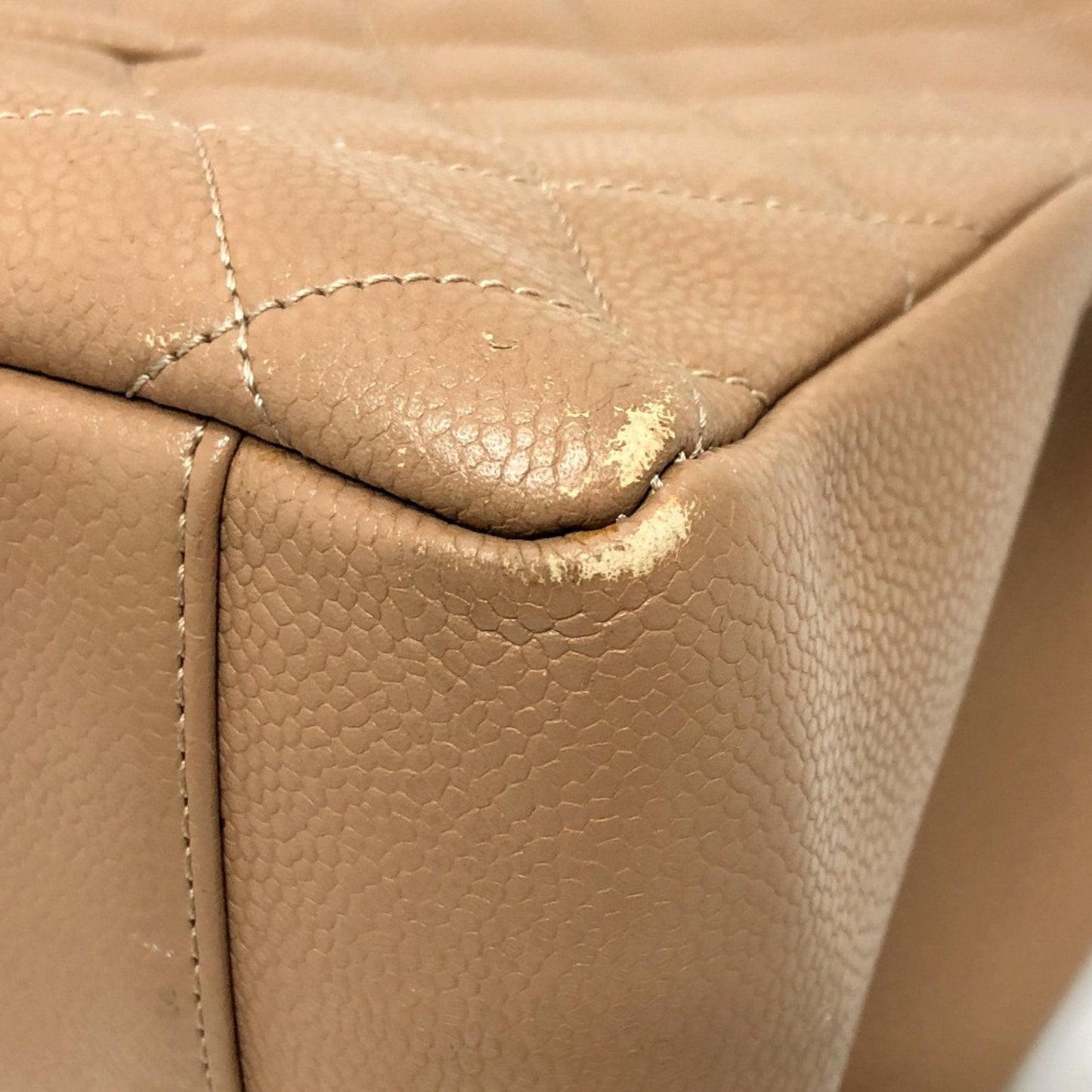 Chanel Classic Jumbo Tote Bag Beige Quilted Leather