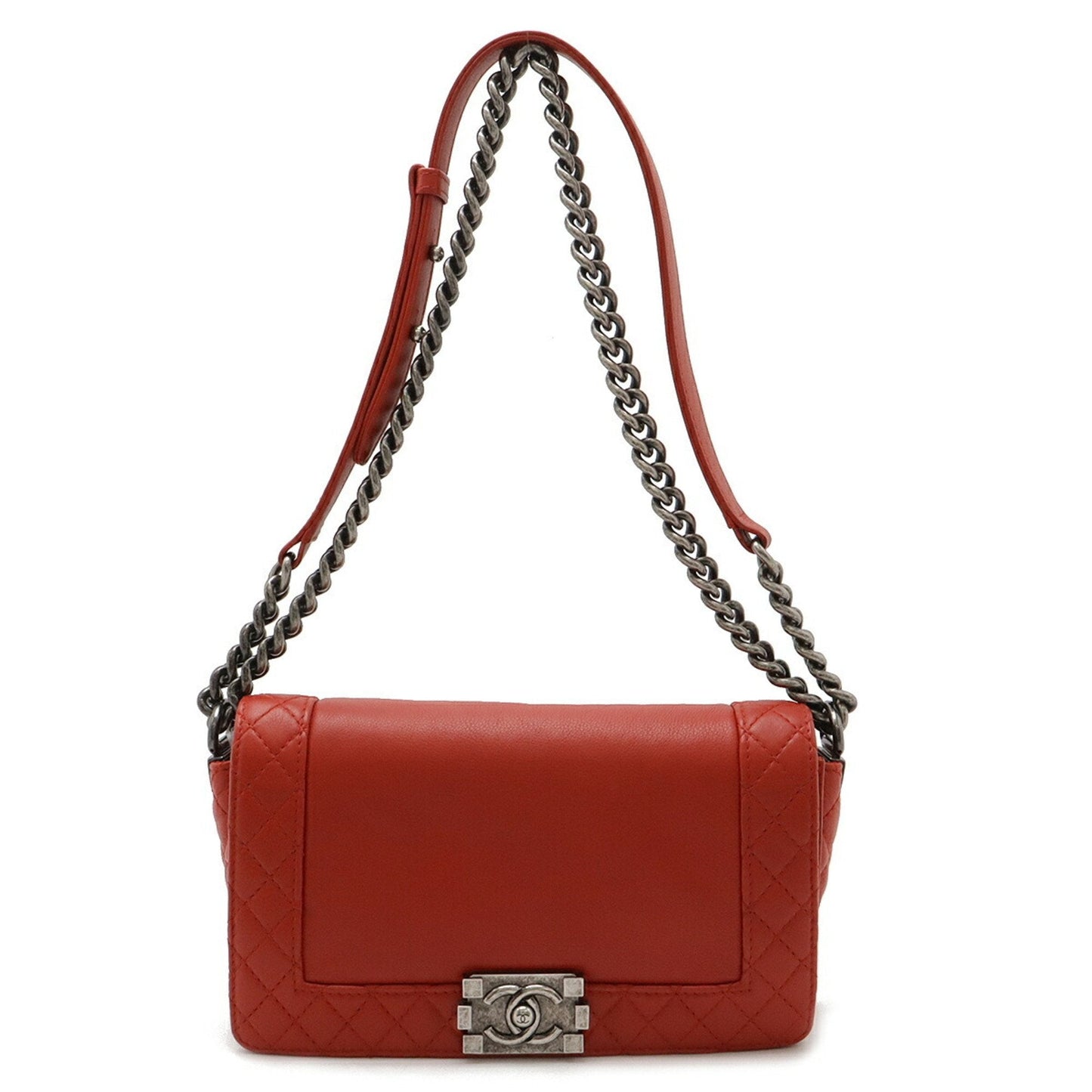 Chanel Boy Chanel Shoulder Bag Red Lambskin
