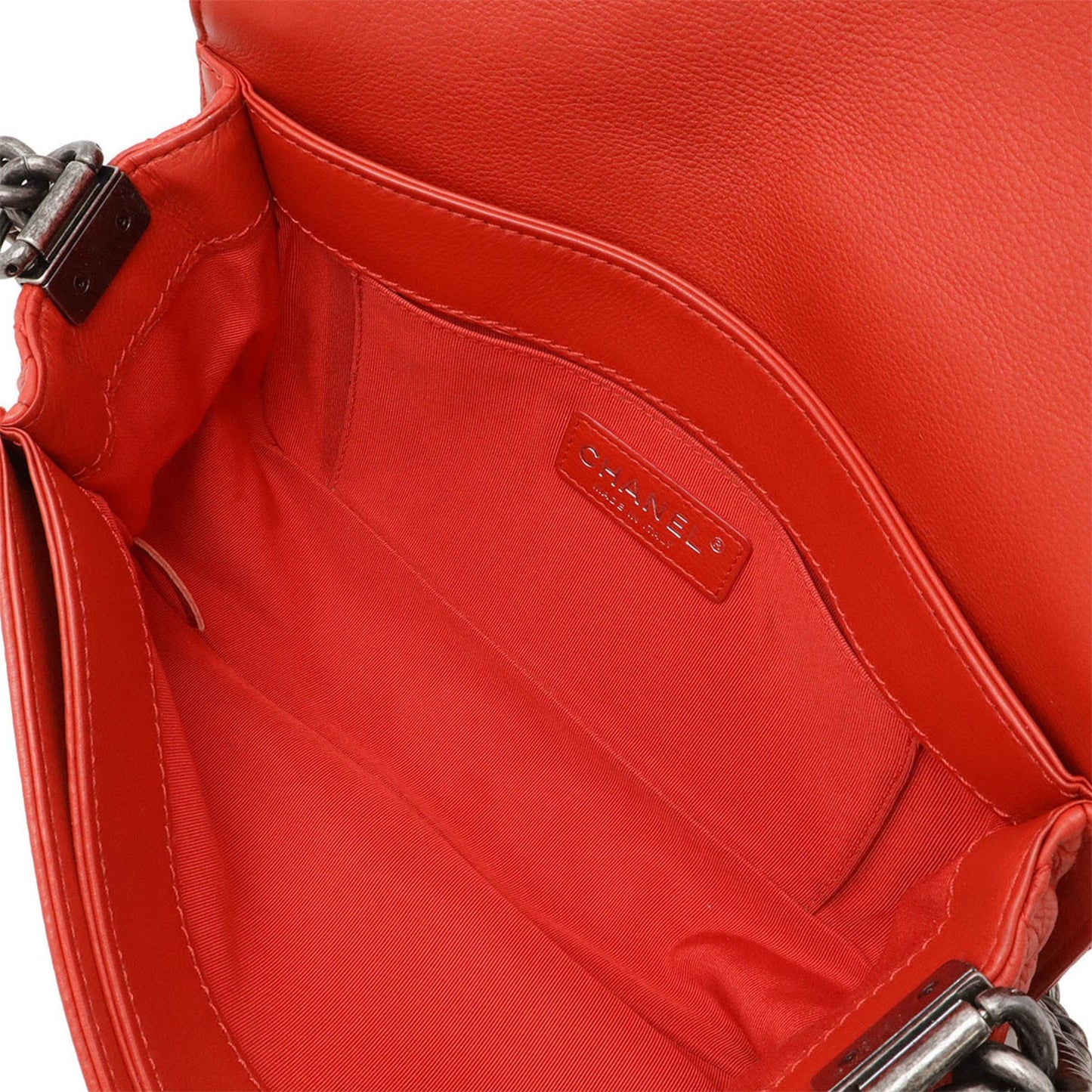 Chanel Boy Chanel Shoulder Bag Red Lambskin