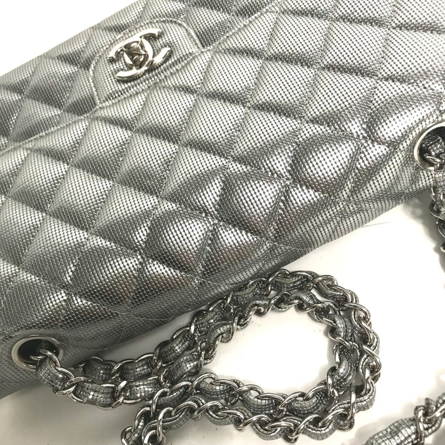 Chanel Classic Flap Bag Metallic Silver