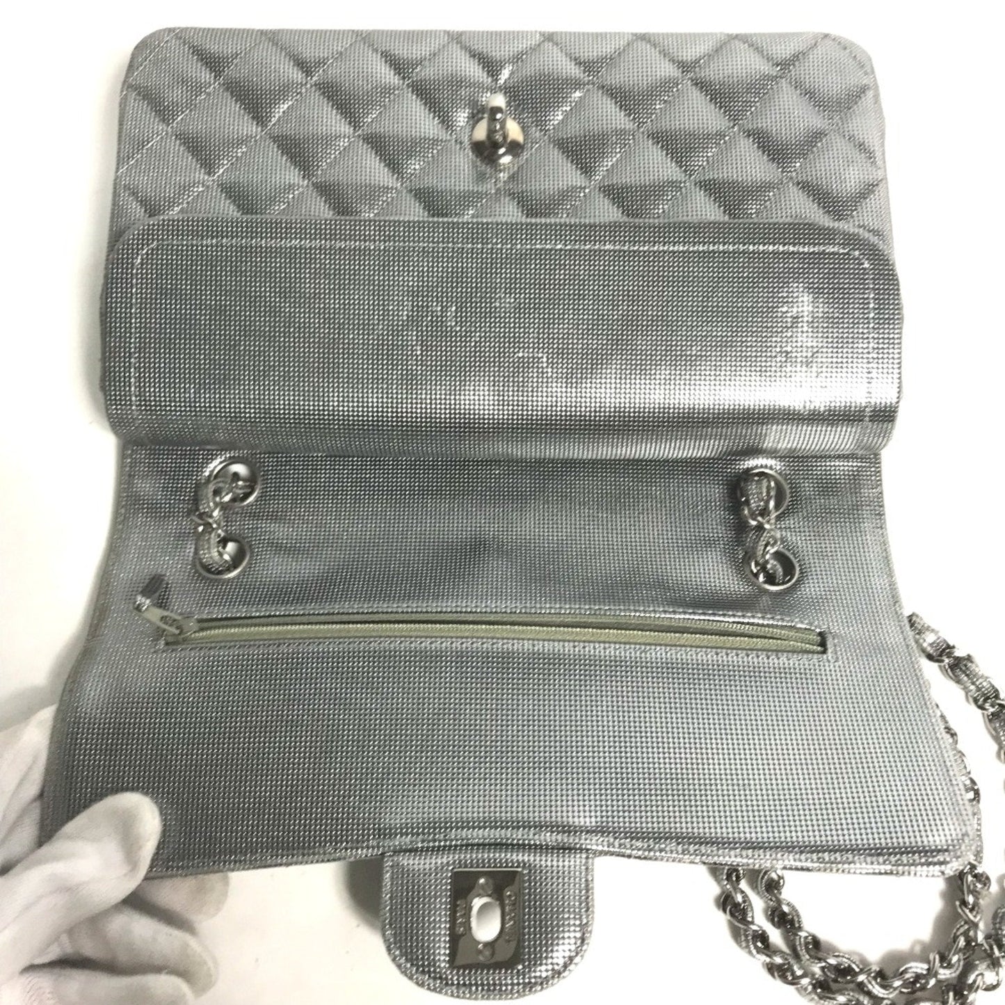 Chanel Classic Flap Bag Metallic Silver