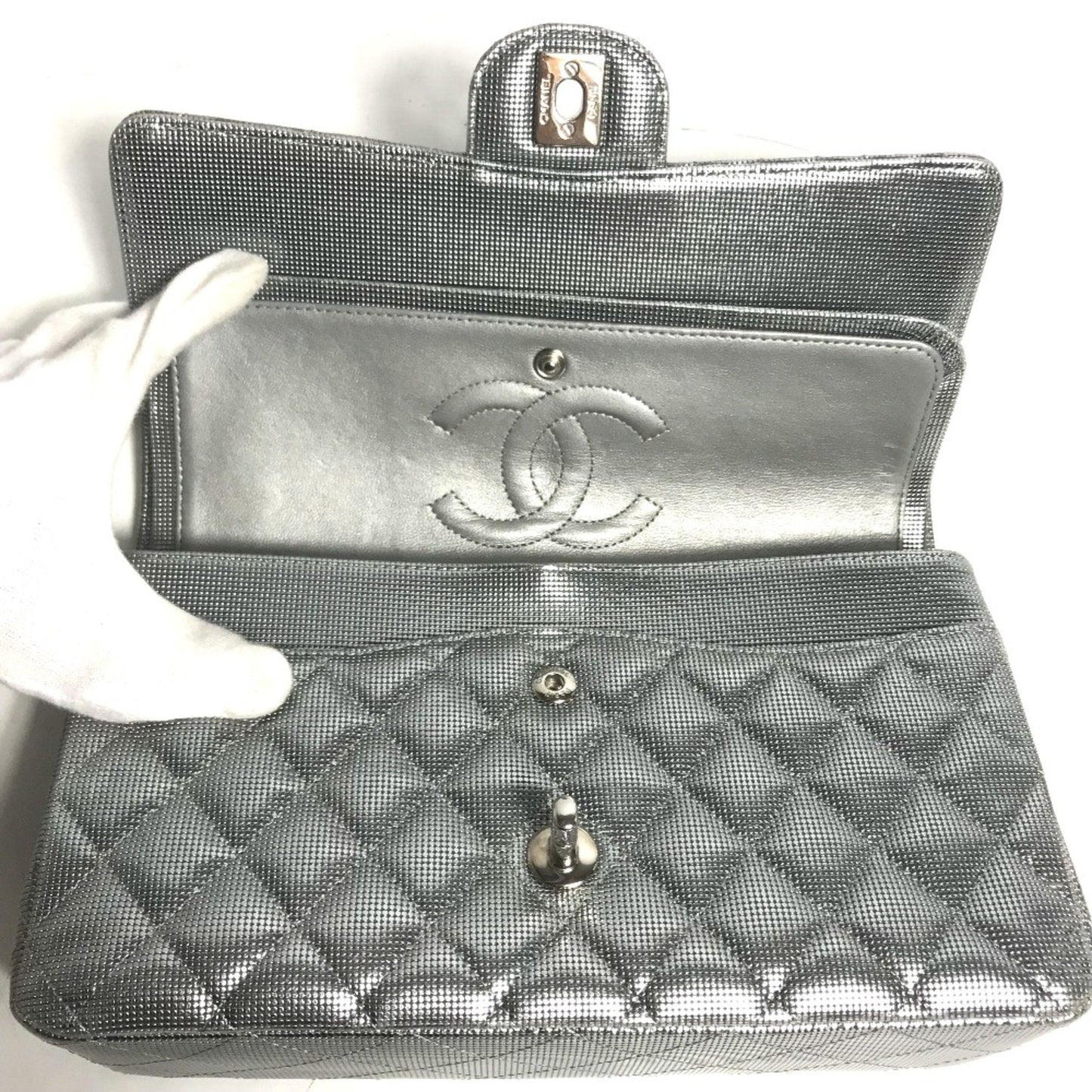 Chanel Classic Flap Bag Metallic Silver