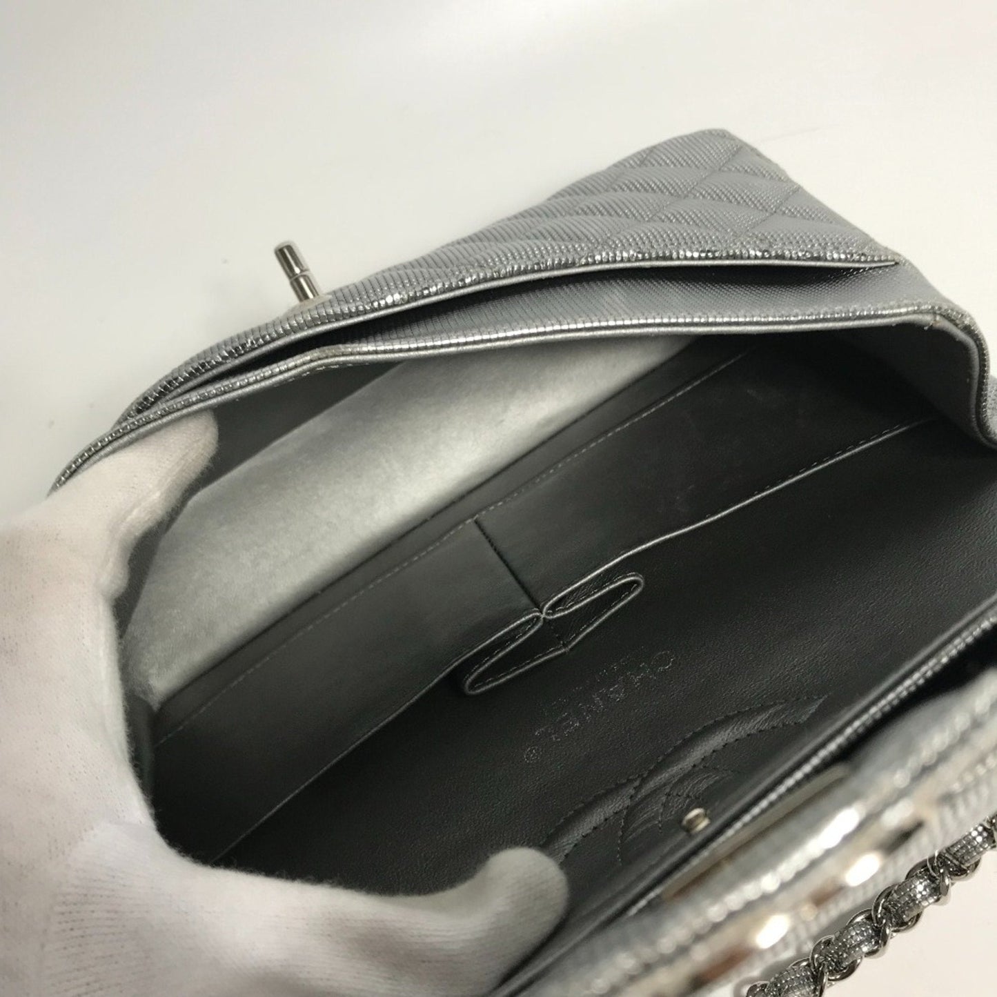 Chanel Classic Flap Bag Metallic Silver