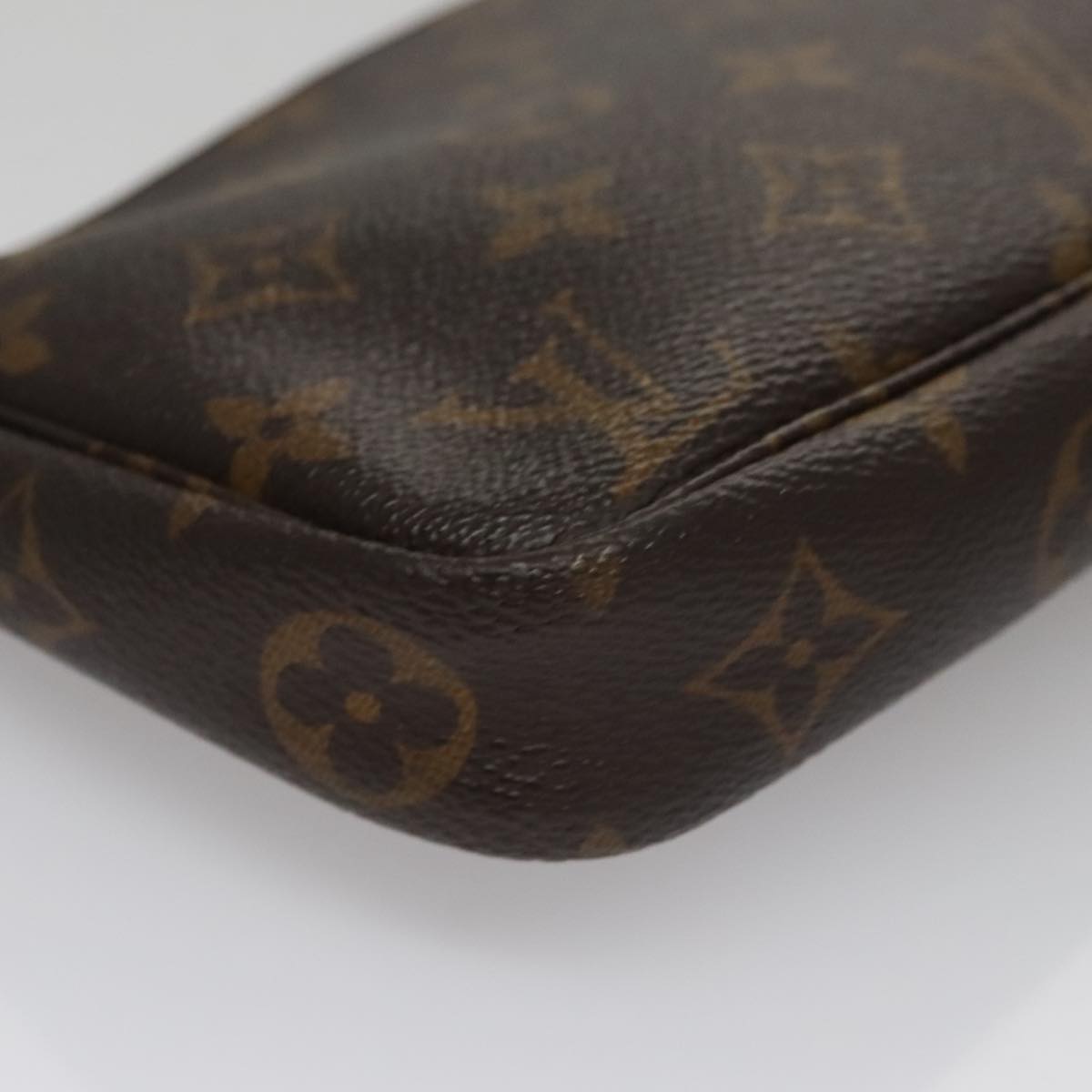 Canvas Pochette Accessoire with Metal Fittings and Handle Detailing