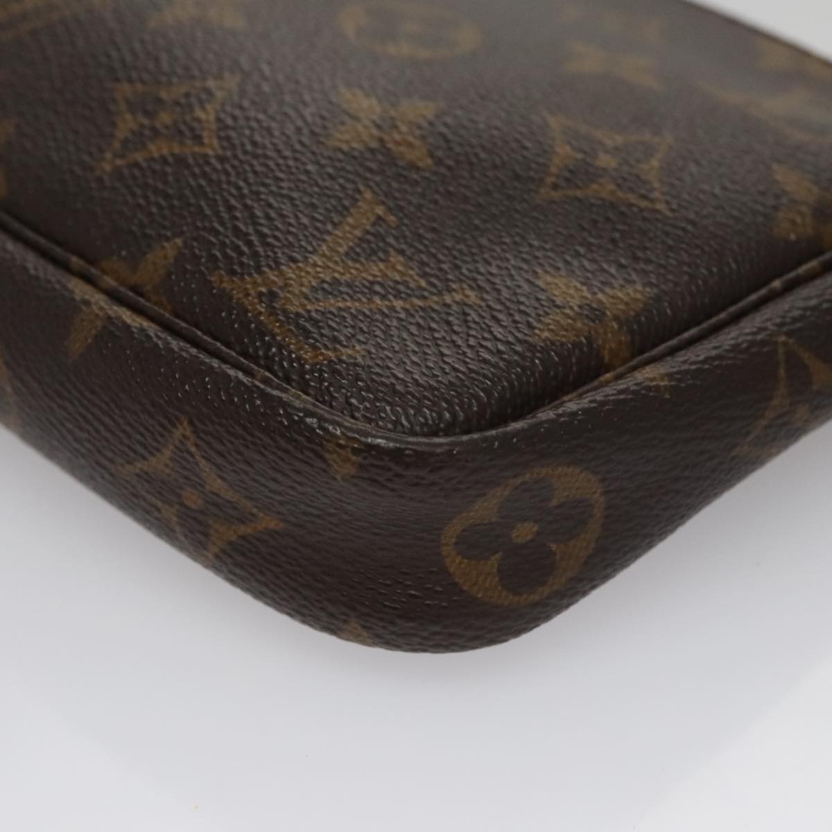Canvas Pochette Accessoire with Metal Fittings and Handle Detailing