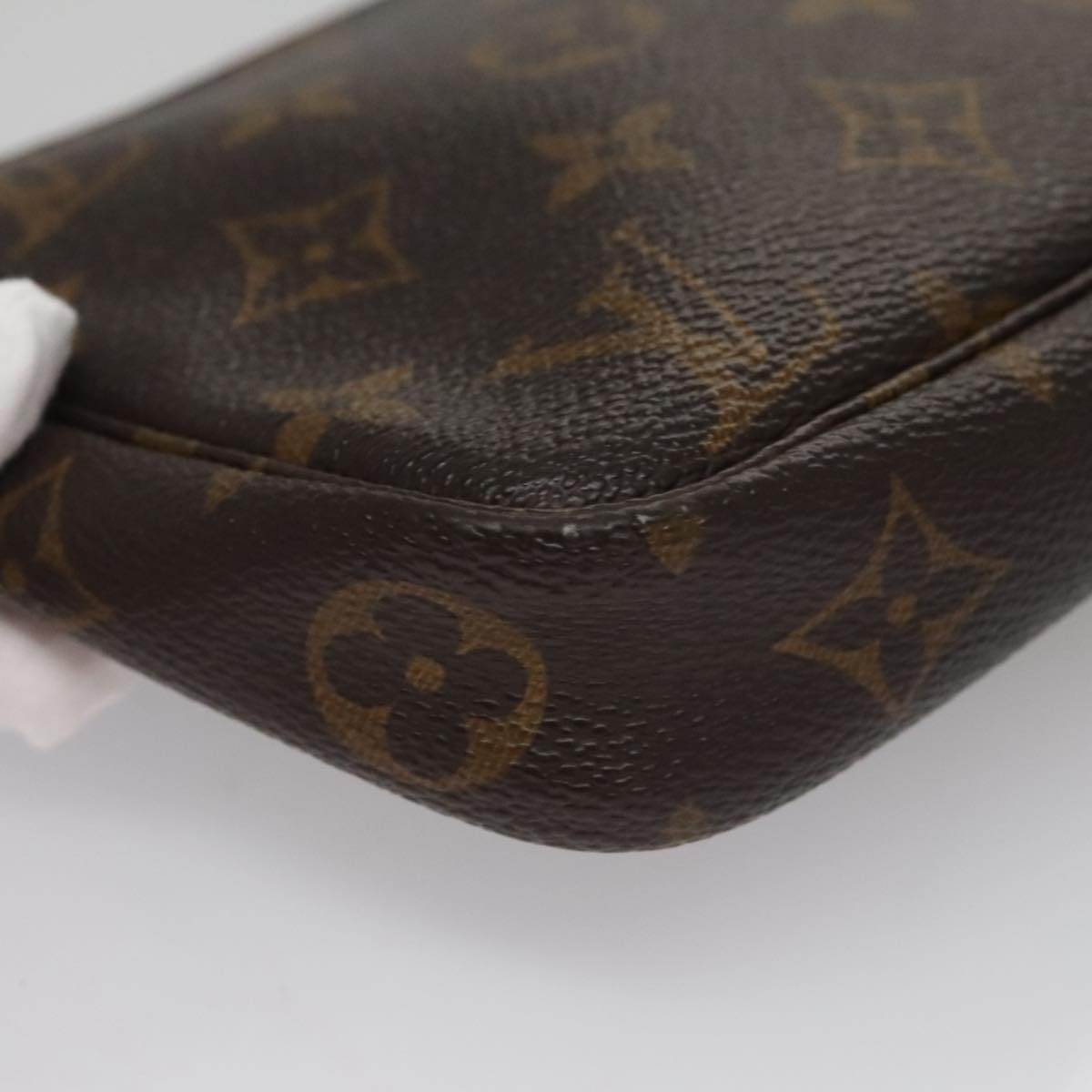 Canvas Pochette Accessoire with Metal Fittings and Handle Detailing