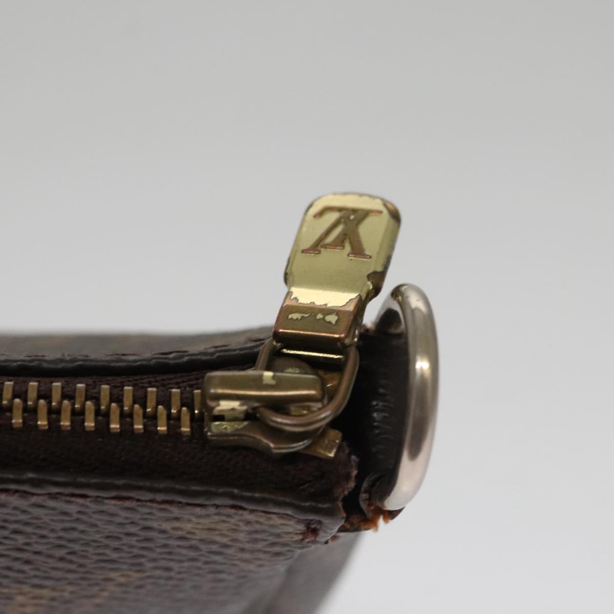 Canvas Pochette Accessoire with Metal Fittings and Handle Detailing