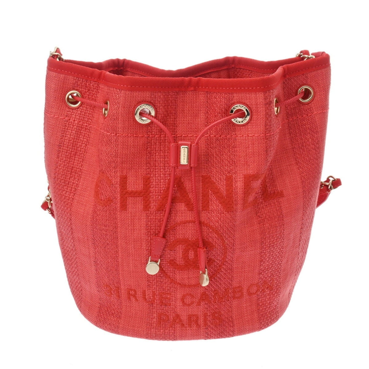 Chanel Raffia Bucket Bag Red Raffia Style
