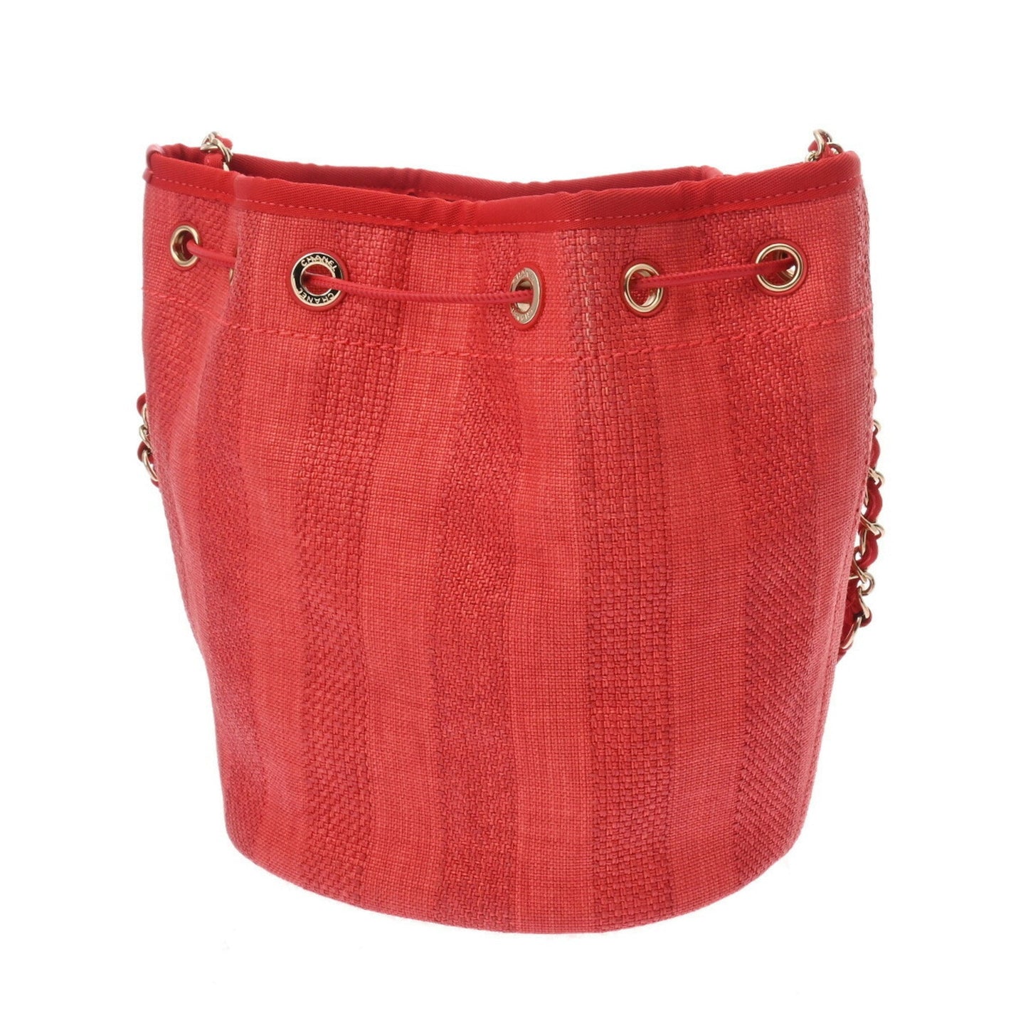 Chanel Raffia Bucket Bag Red Raffia Style