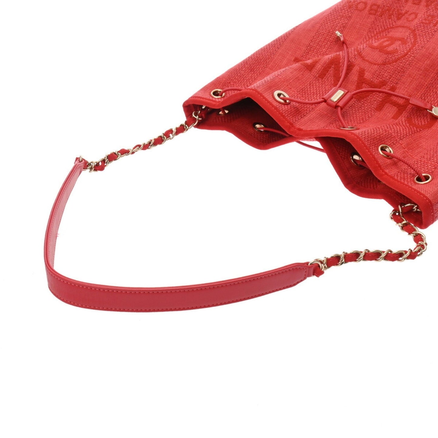 Chanel Raffia Bucket Bag Red Raffia Style
