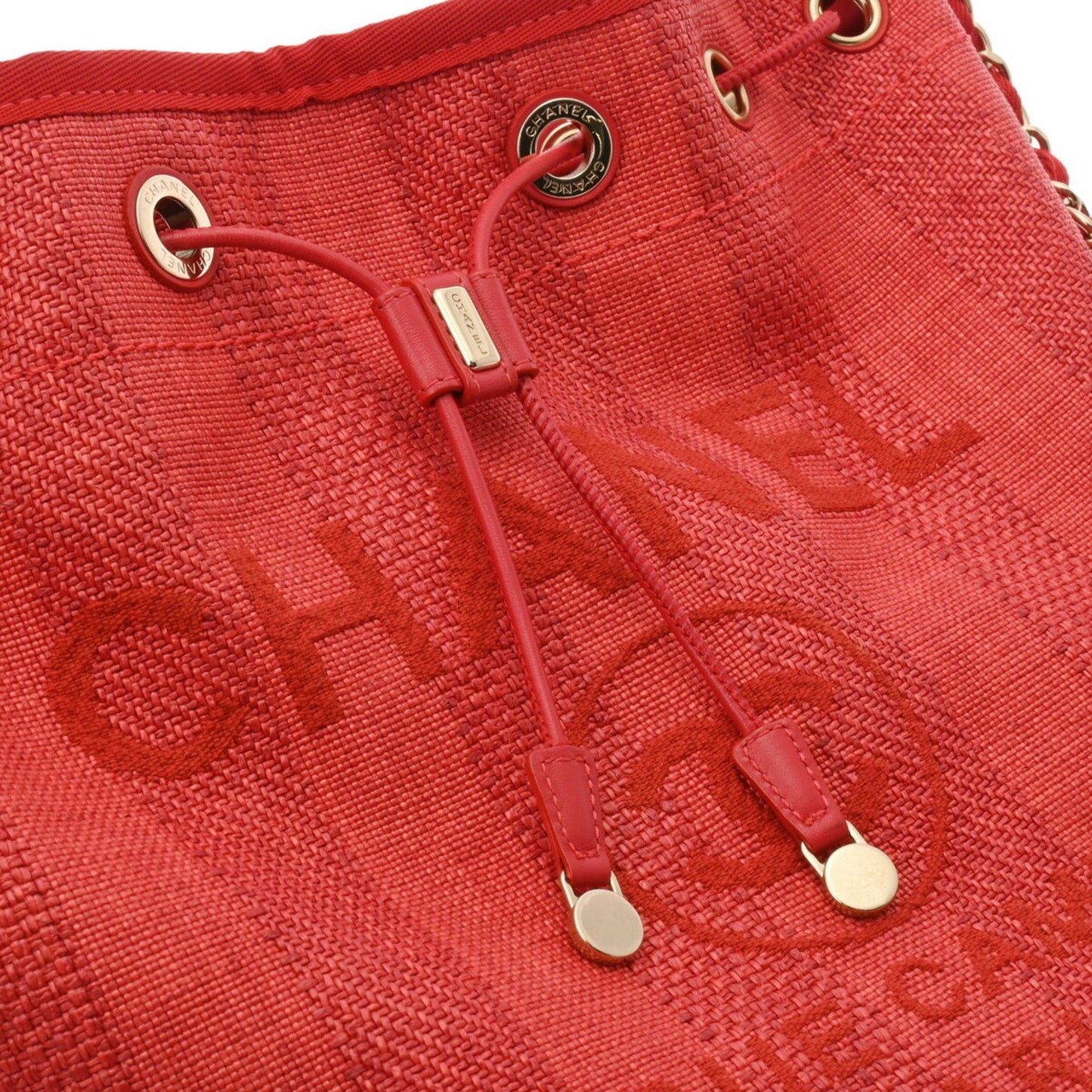 Chanel Raffia Bucket Bag Red Raffia Style