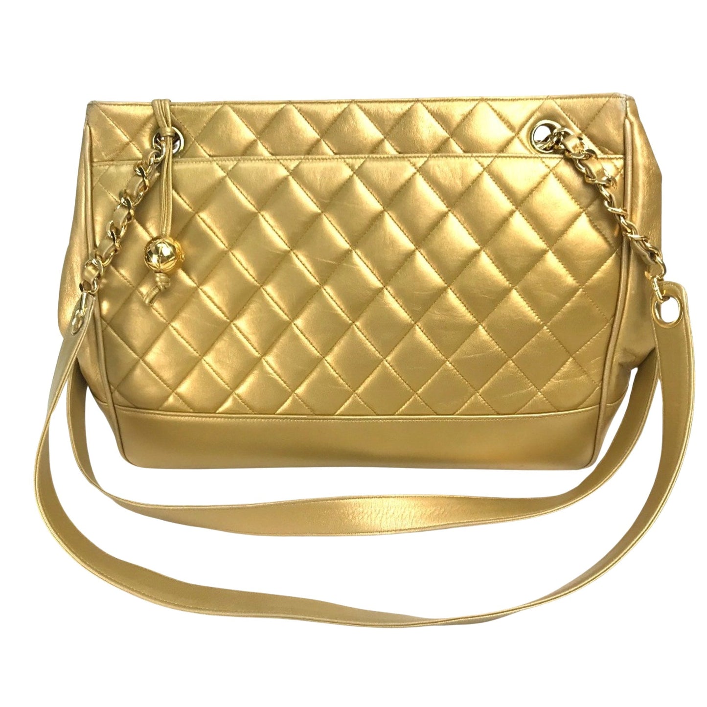 Chanel Classic Quilted Gold Leather Shoulder Bag