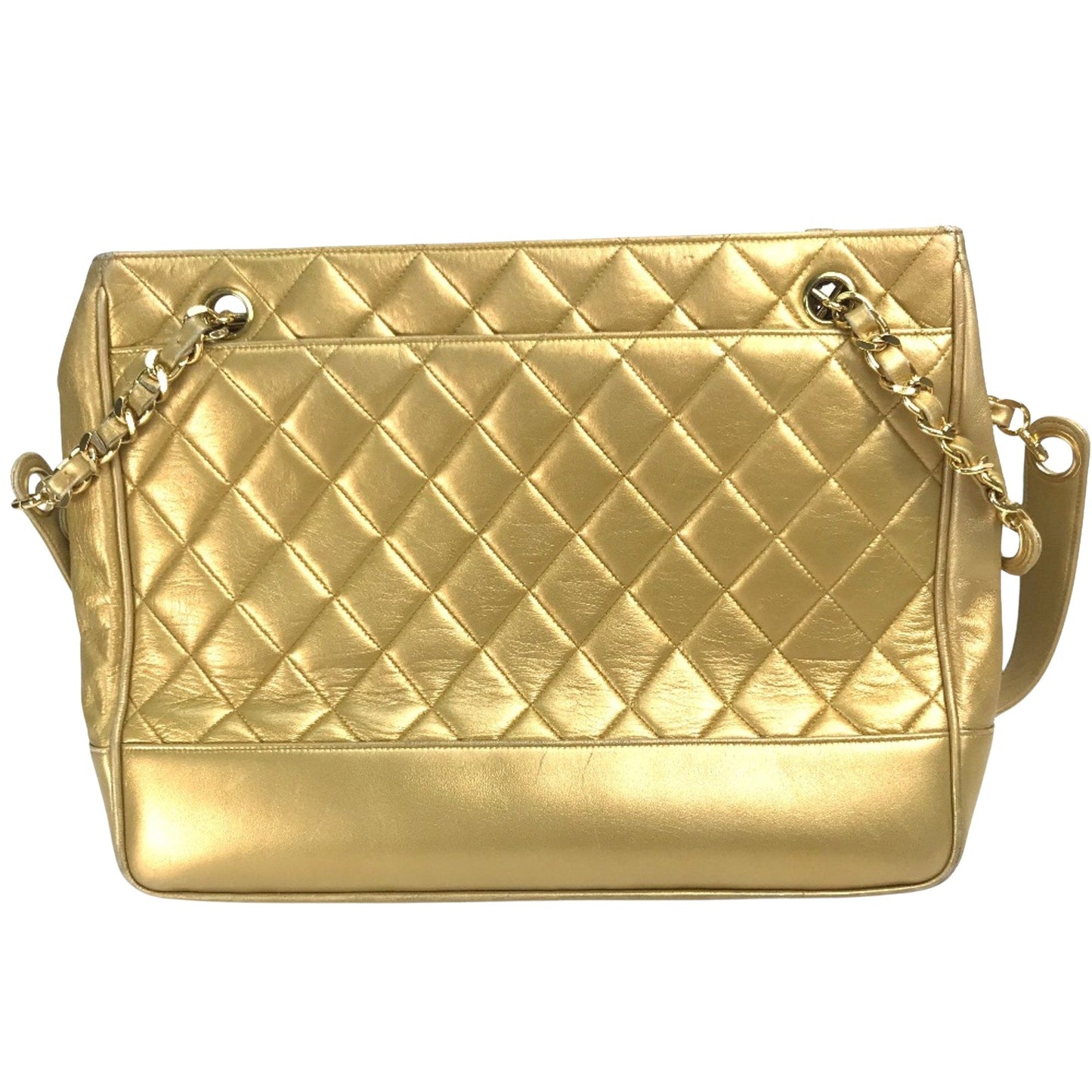 Chanel Classic Quilted Gold Leather Shoulder Bag