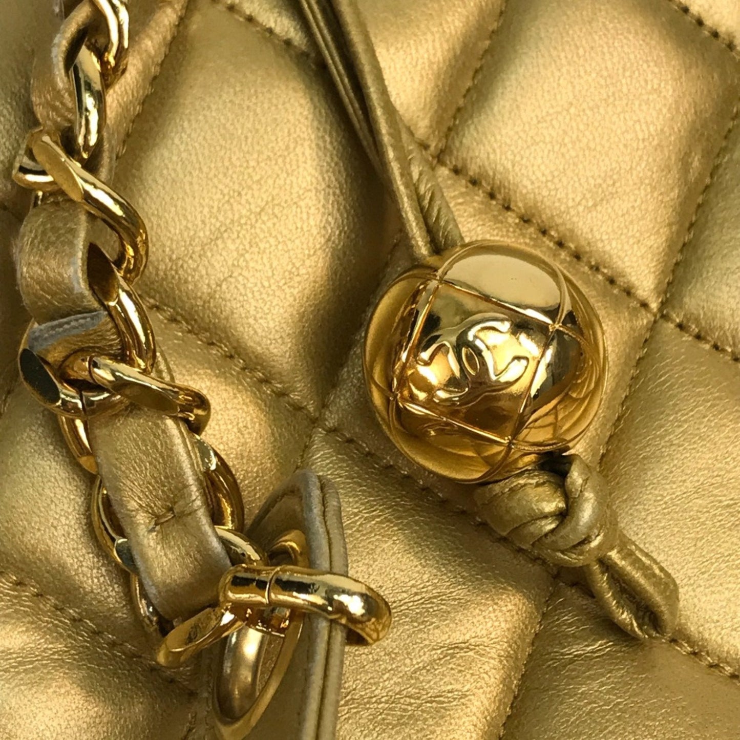 Chanel Classic Quilted Gold Leather Shoulder Bag