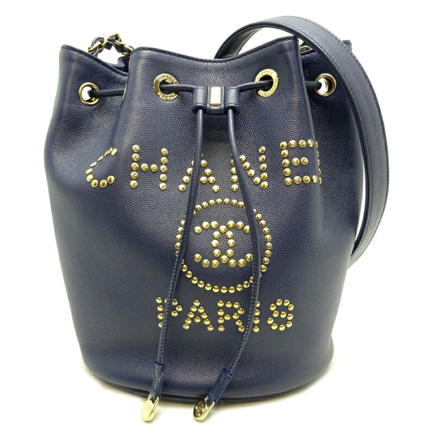 Chanel tudded Bucket Bag Dark Blue