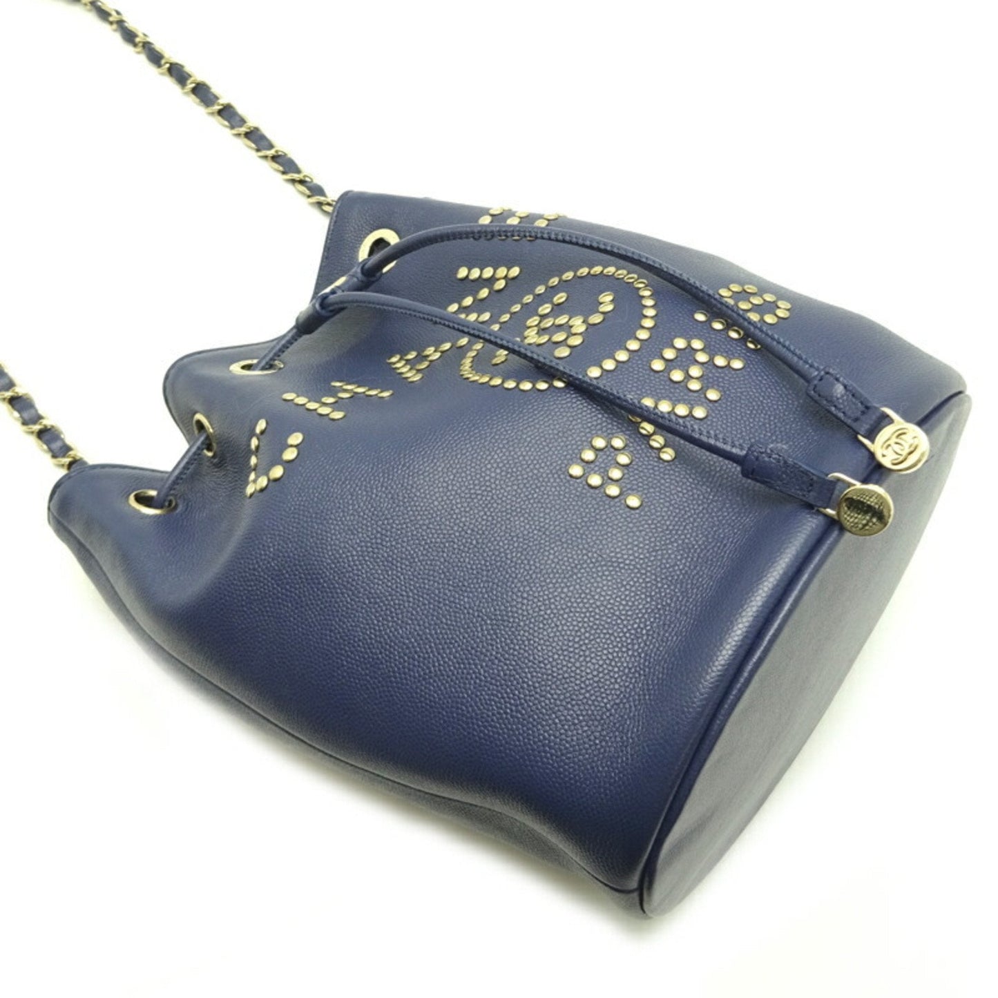 Chanel tudded Bucket Bag Dark Blue
