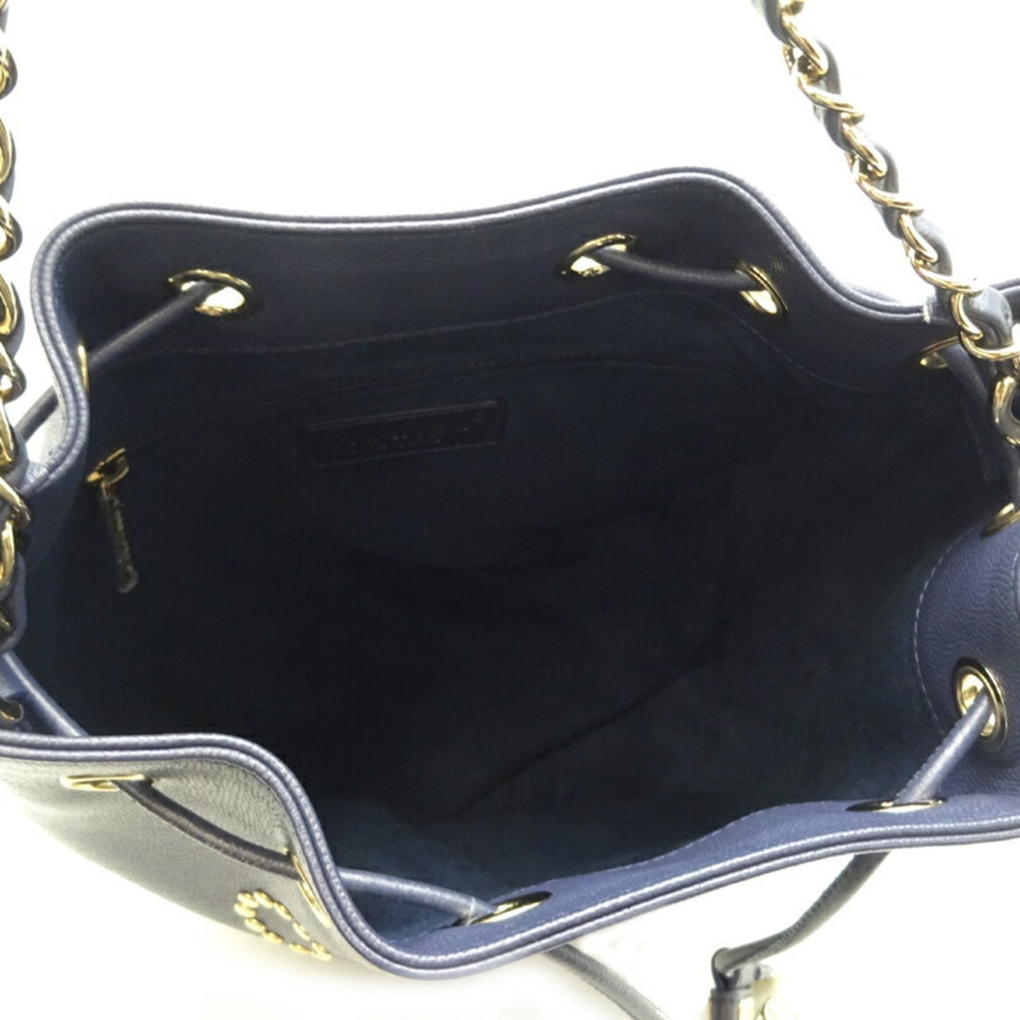 Chanel tudded Bucket Bag Dark Blue