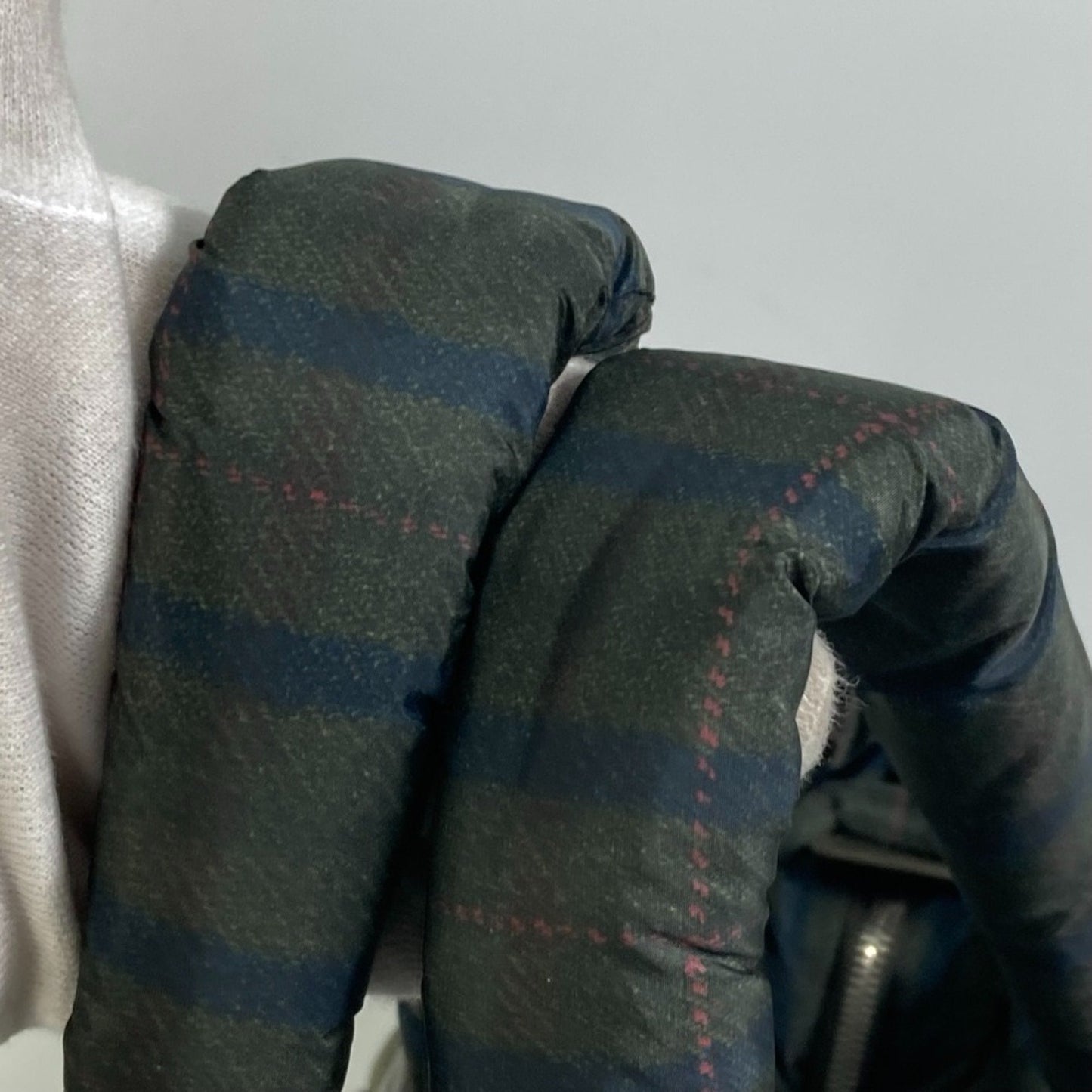 Chanel Quilted Tote Bag Plaid Trim Olive Green