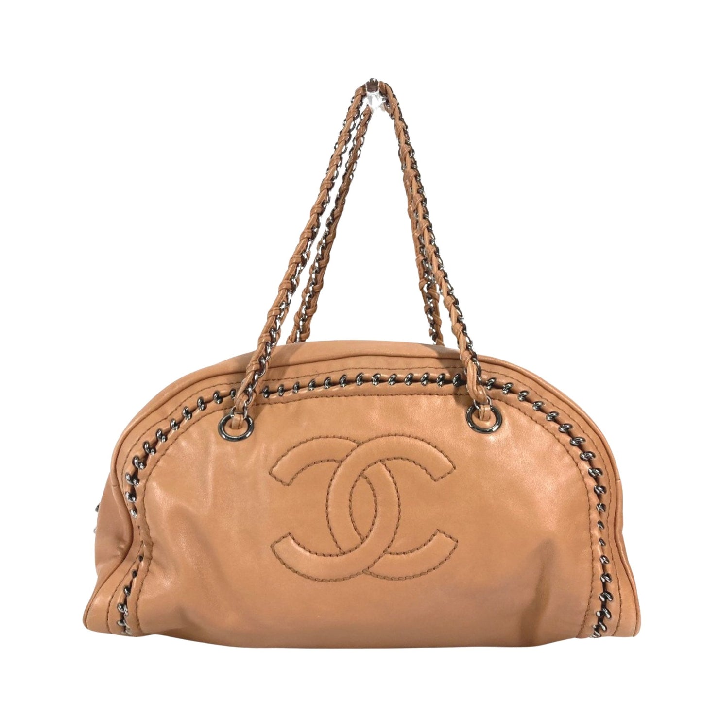 Chanel Calfskin Quilted Leather Shoulder Bag Chain Trim