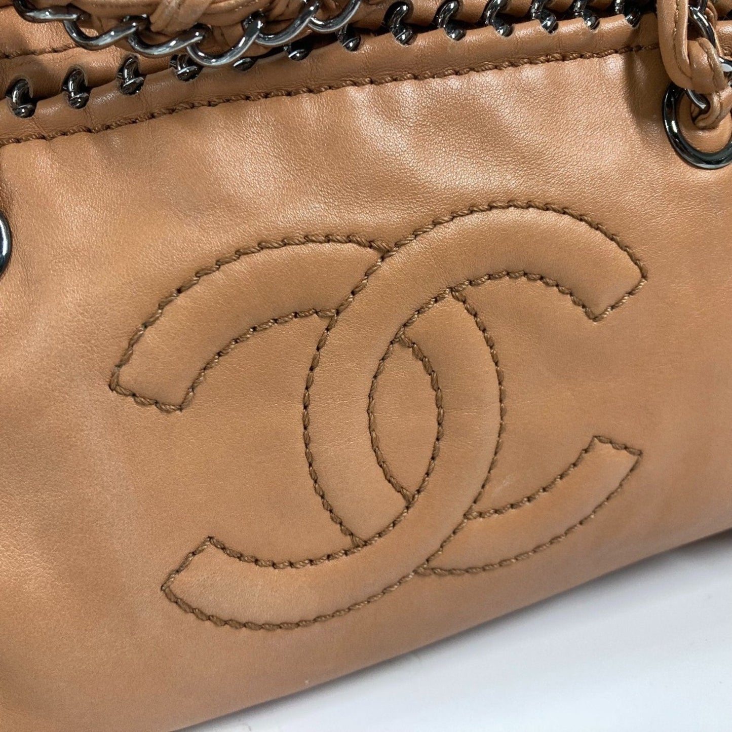 Chanel Calfskin Quilted Leather Shoulder Bag Chain Trim