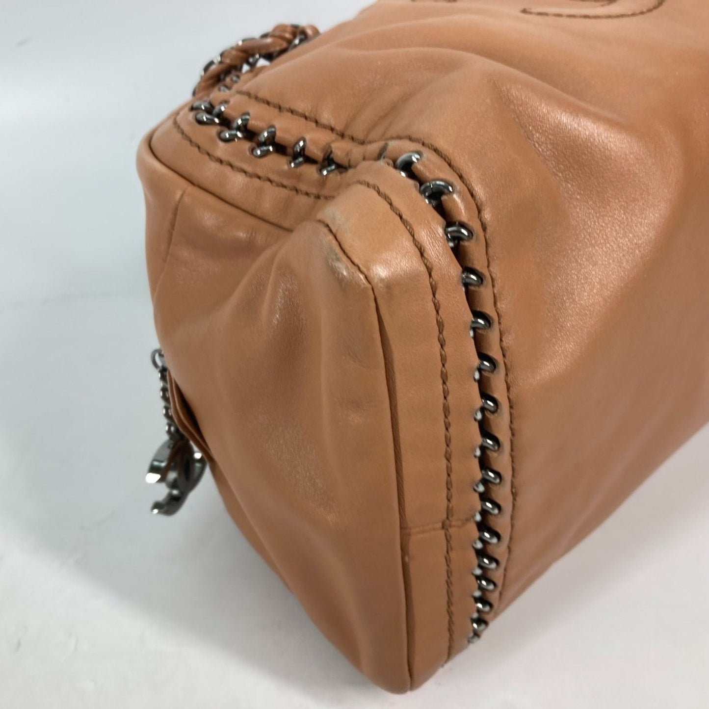 Chanel Calfskin Quilted Leather Shoulder Bag Chain Trim