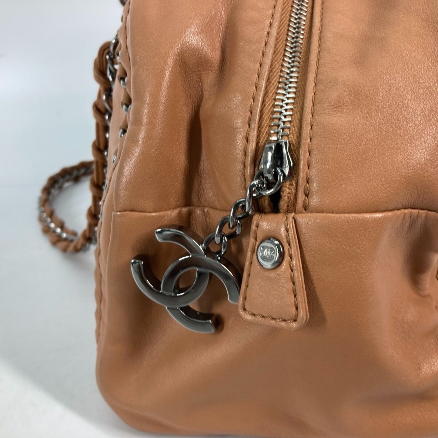 Chanel Calfskin Quilted Leather Shoulder Bag Chain Trim
