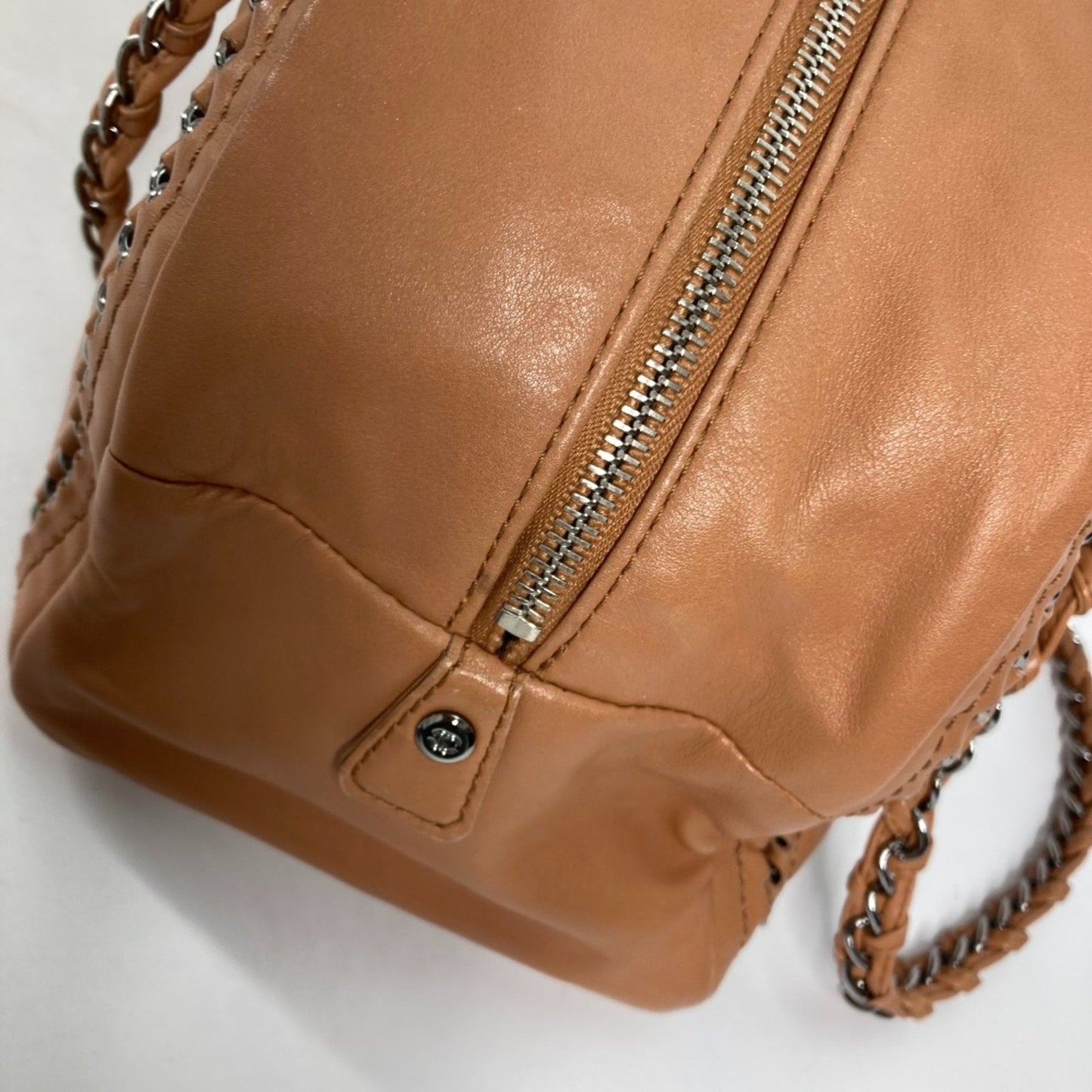Chanel Calfskin Quilted Leather Shoulder Bag Chain Trim