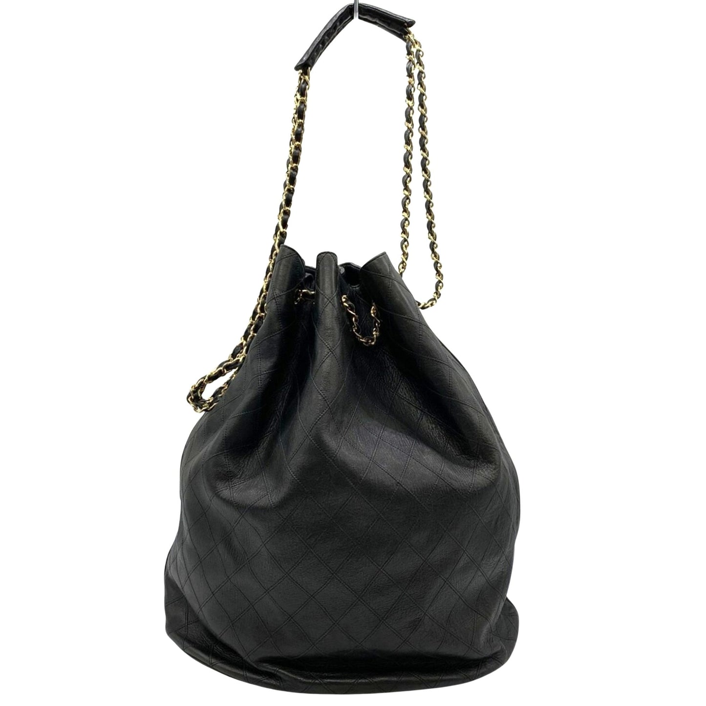 Chanel Quilted Leather Bucket Bag Drawstring Chain