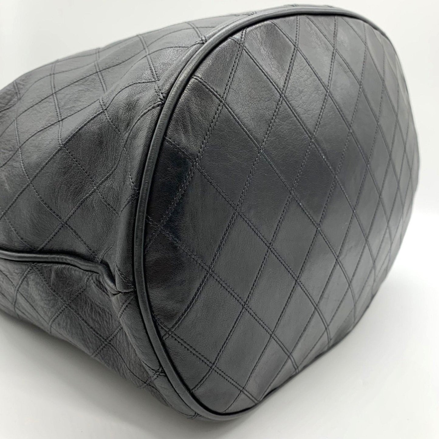 Chanel Quilted Leather Bucket Bag Drawstring Chain