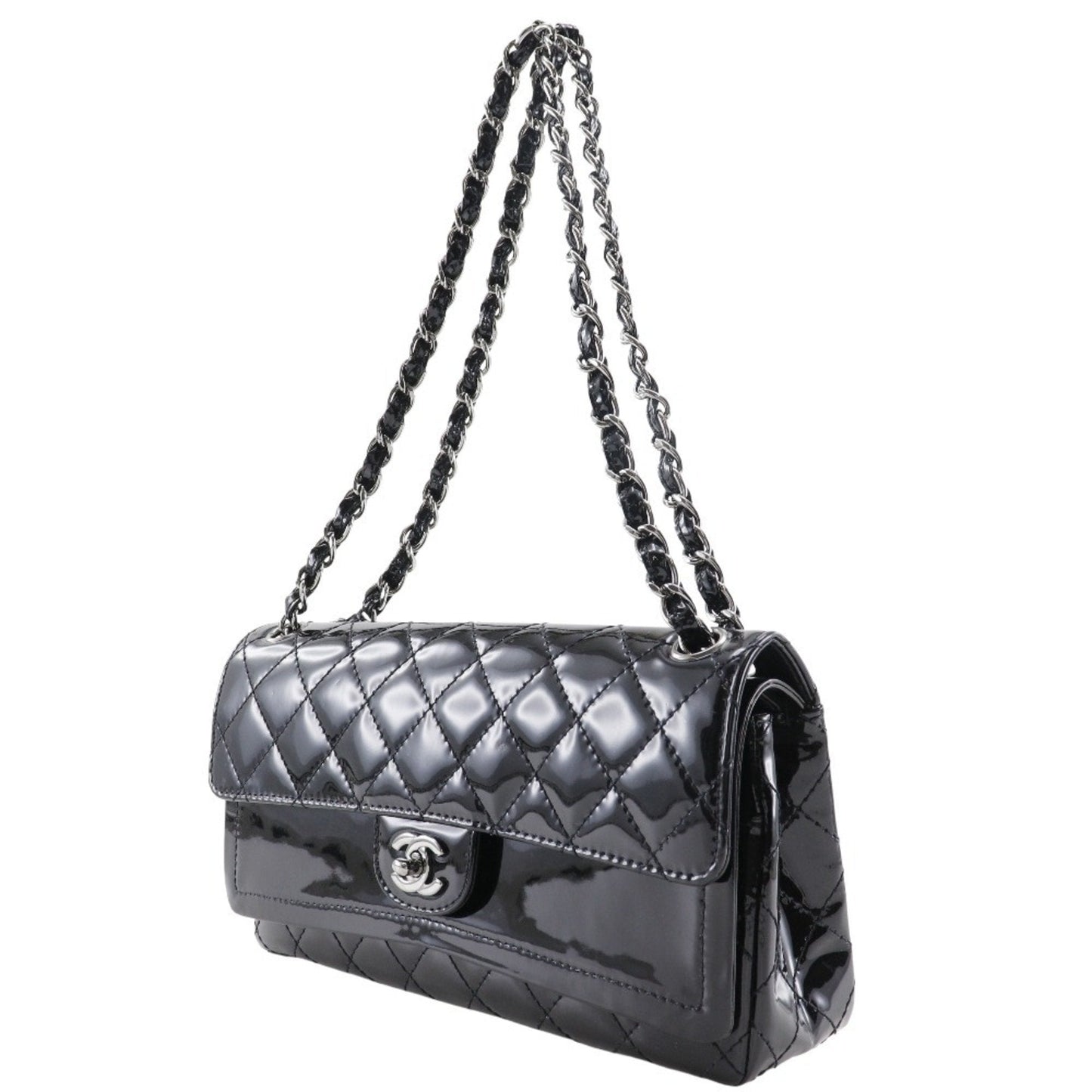 Chanel Classic Double Flap Patent Leather Shoulder Bag
