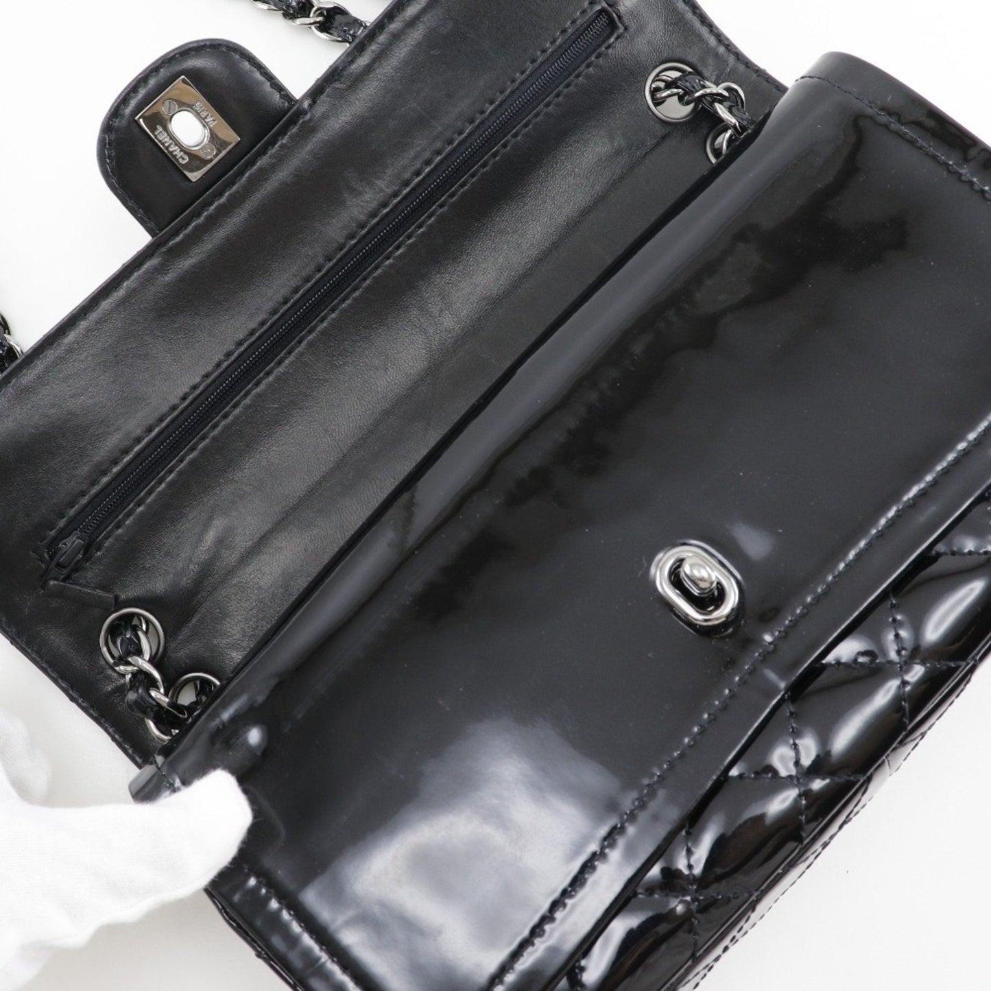 Chanel Classic Double Flap Patent Leather Shoulder Bag