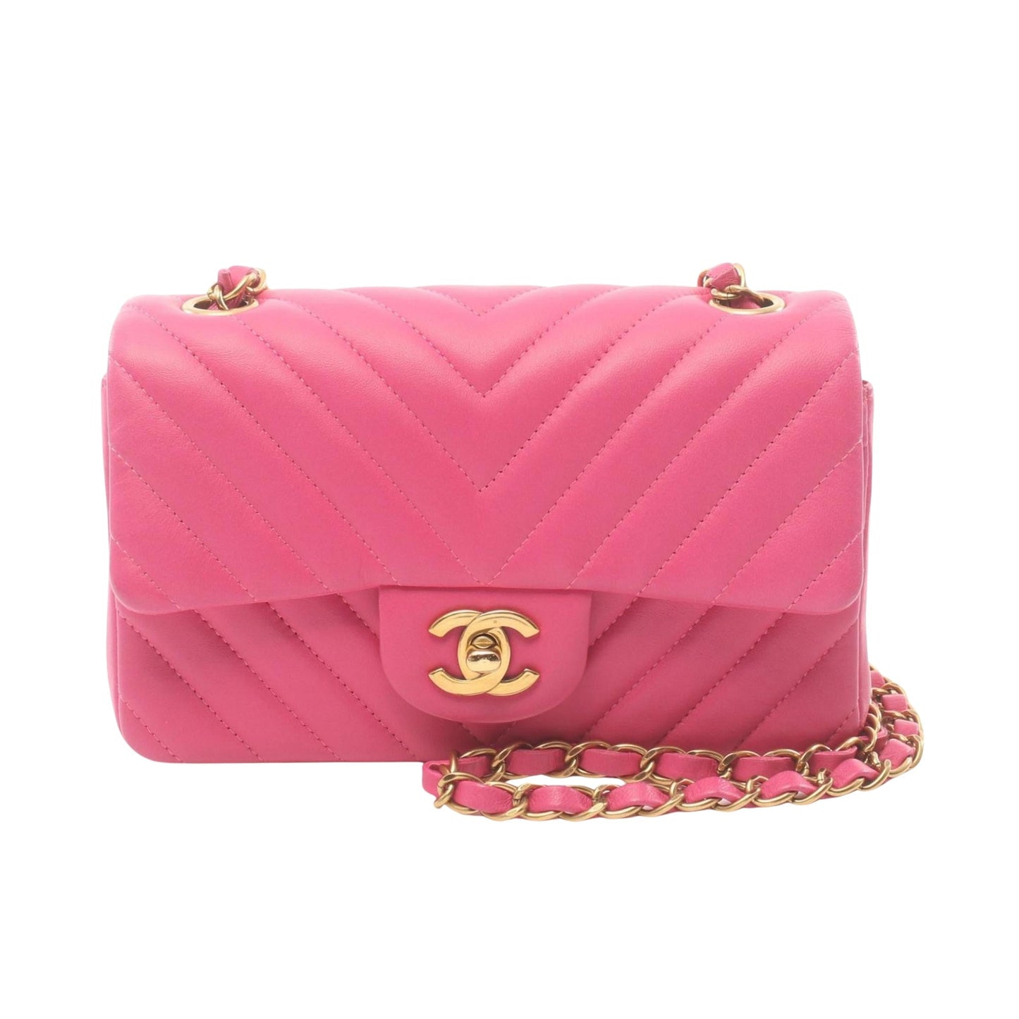 Chanel Mini Chevron Flap Bag Pink