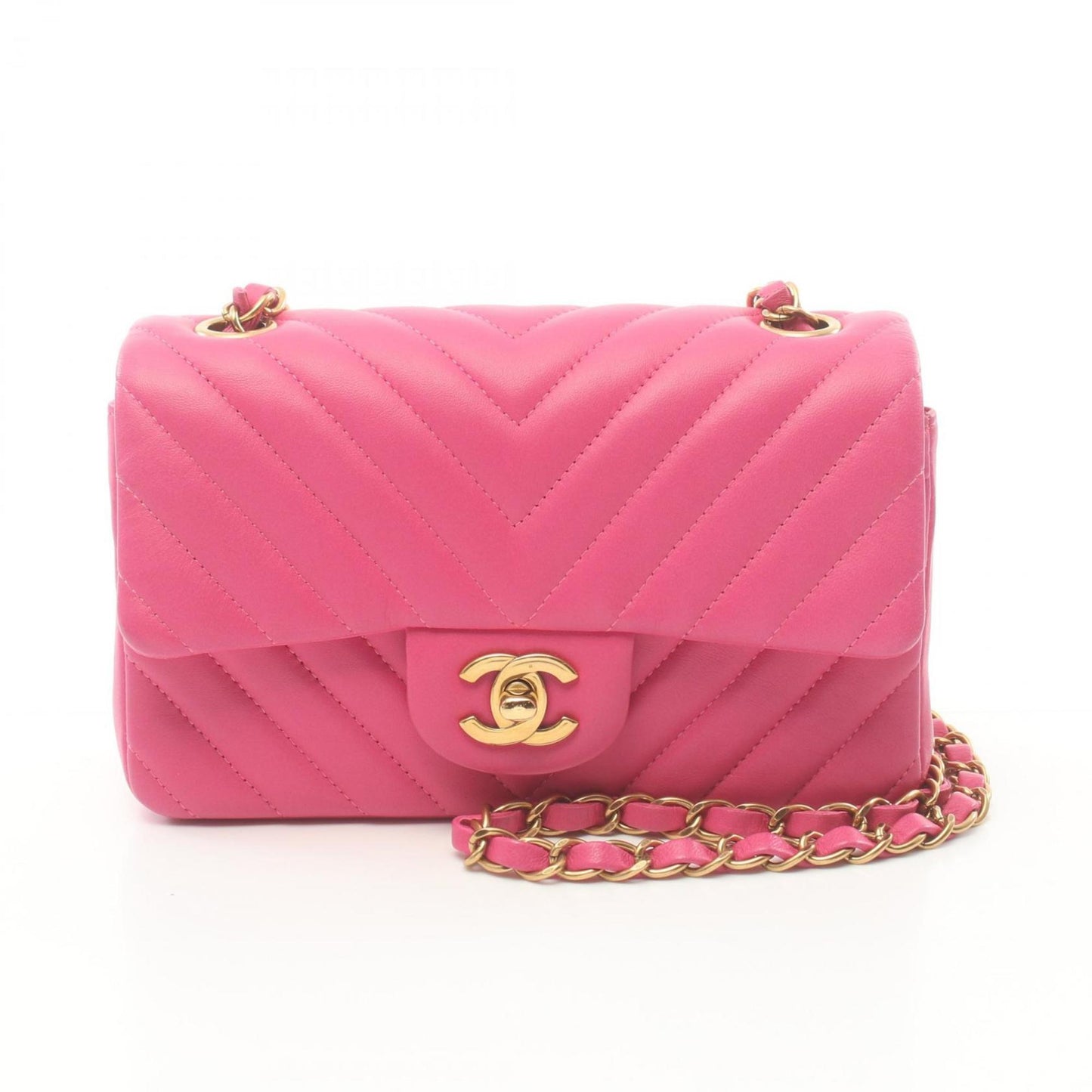 Chanel Mini Chevron Flap Bag Pink