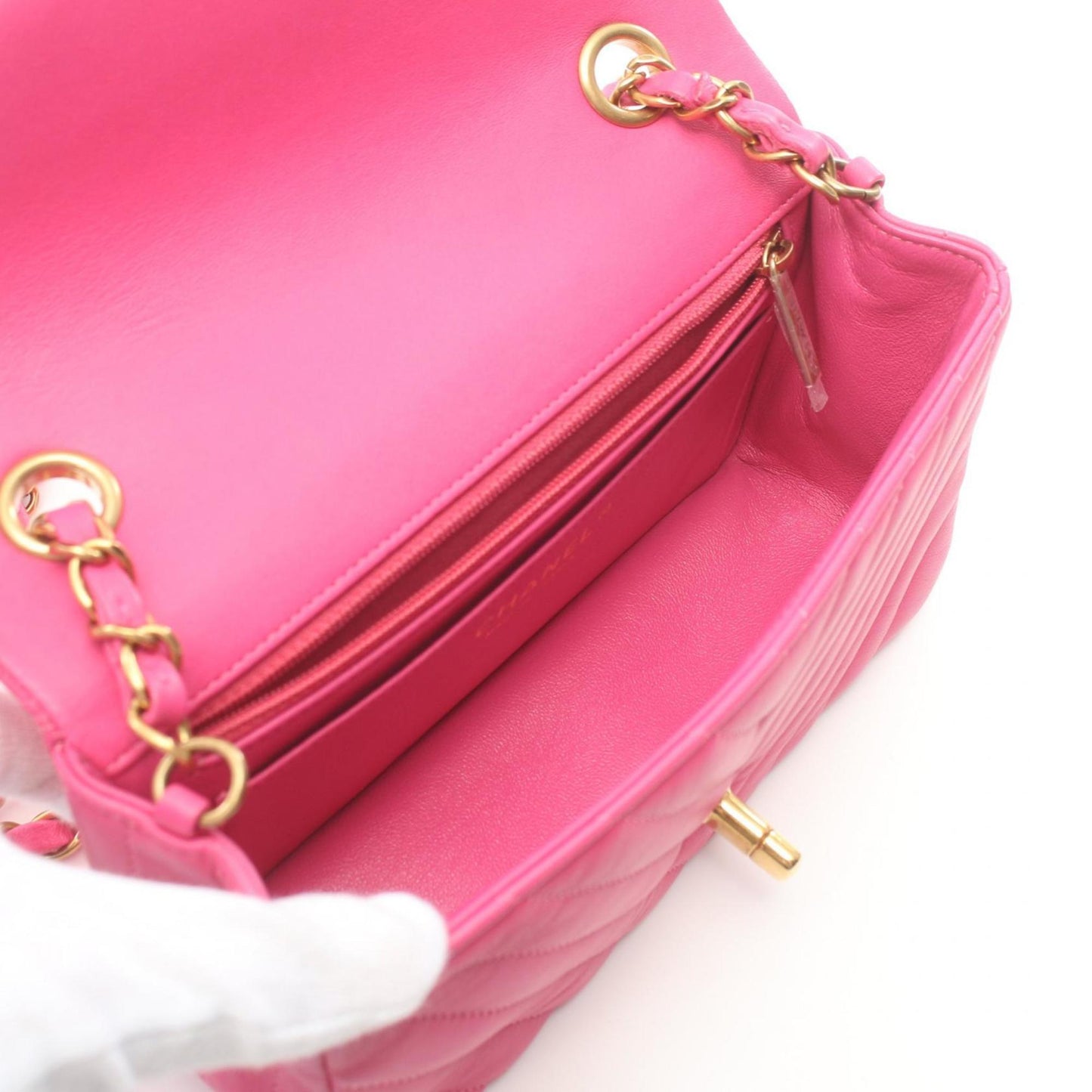 Chanel Mini Chevron Flap Bag Pink