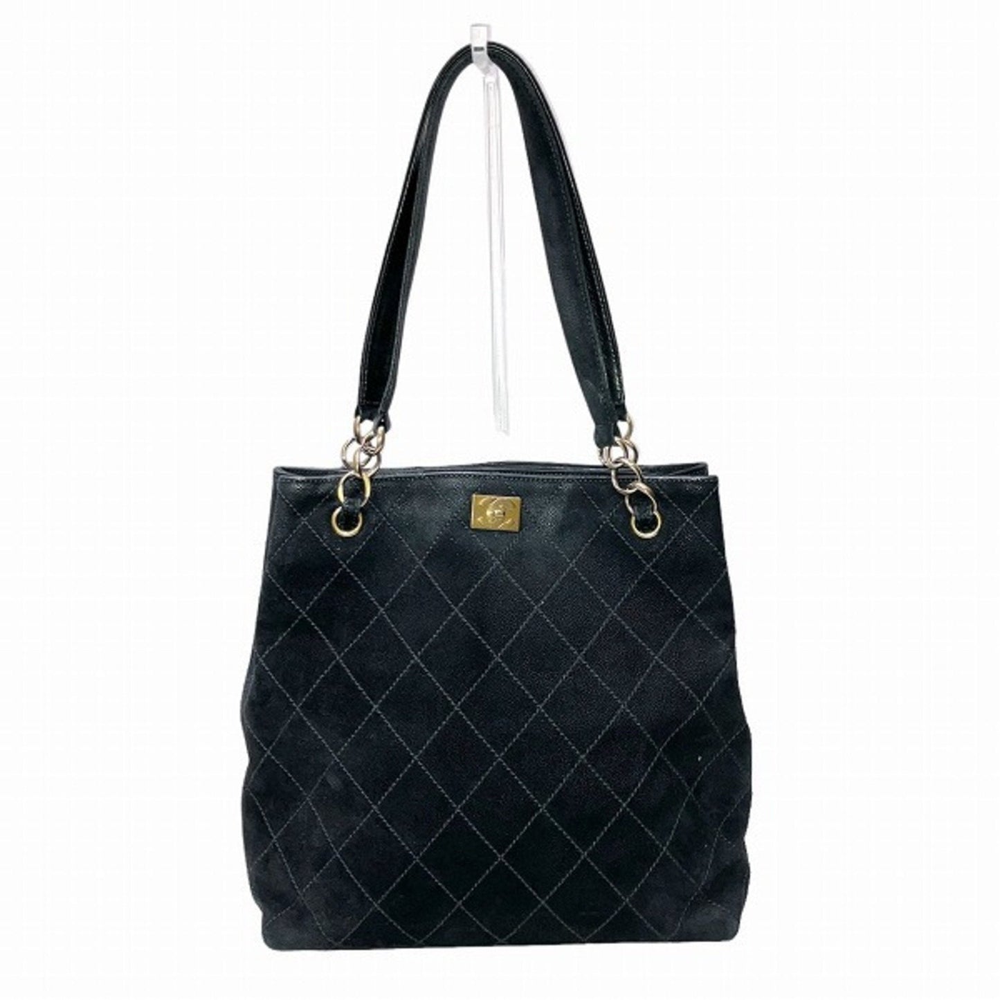 Chanel Classic Quilted Tote Suede Shoulder Bag