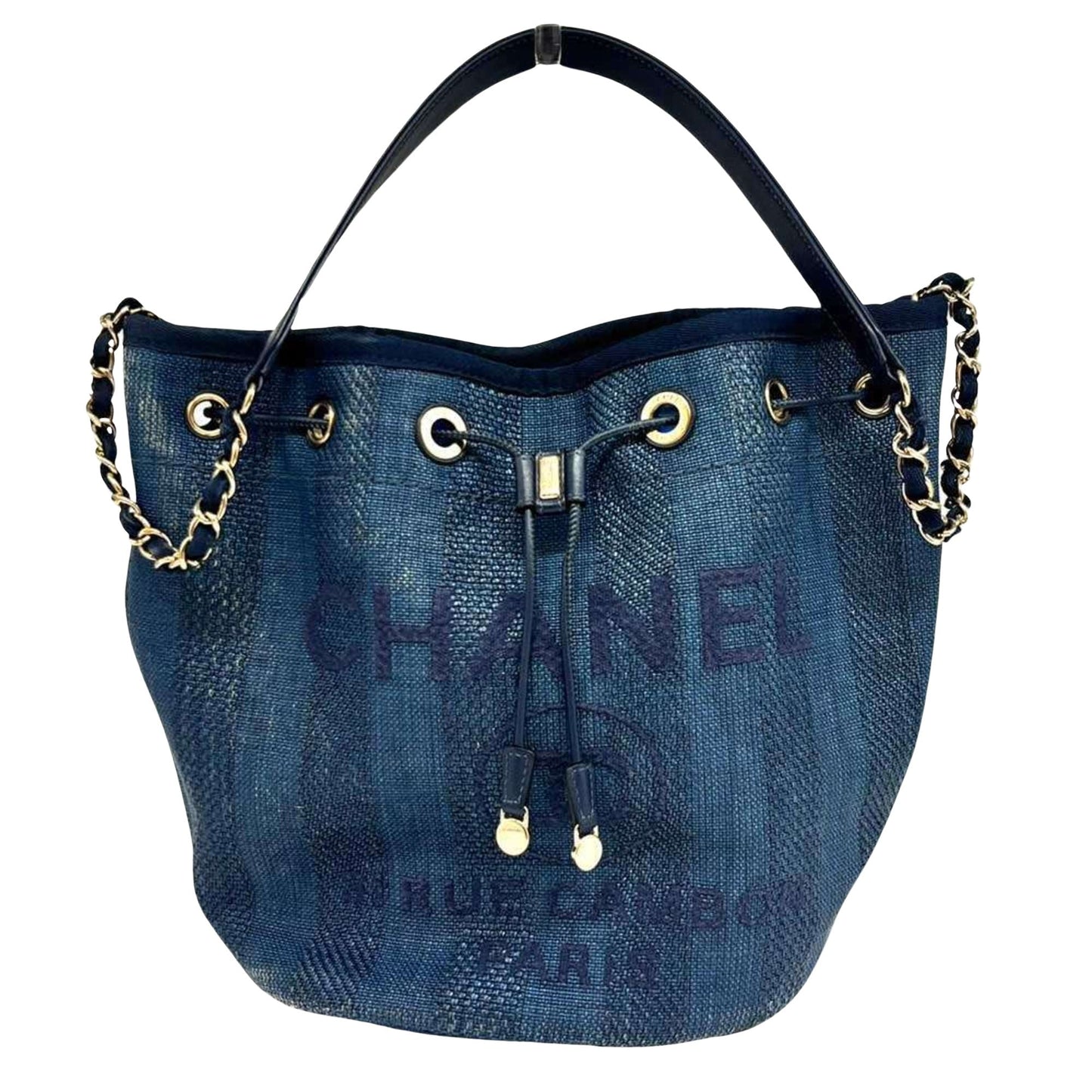 Chanel Denim Bucket Bag Drawstring Style